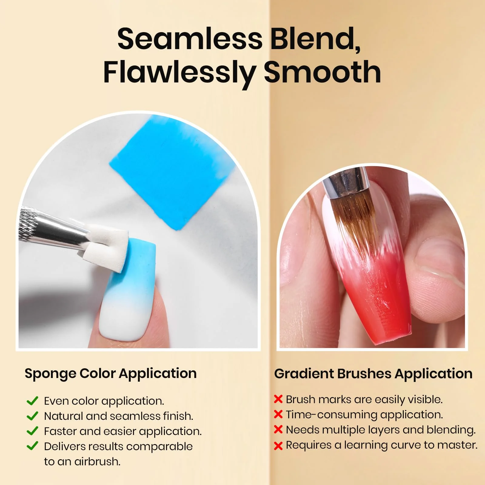150Pcs Soft Nail Sponges for Ombre White Nail Sponge with Grabbing Pen Blooming Nails Art Brushes - Image 3