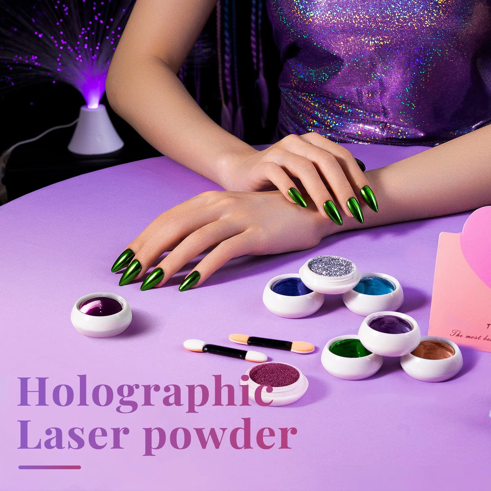 Chrome Nail Powder - 8-Color Mirror Effect and Holographic Glitter - Image 7