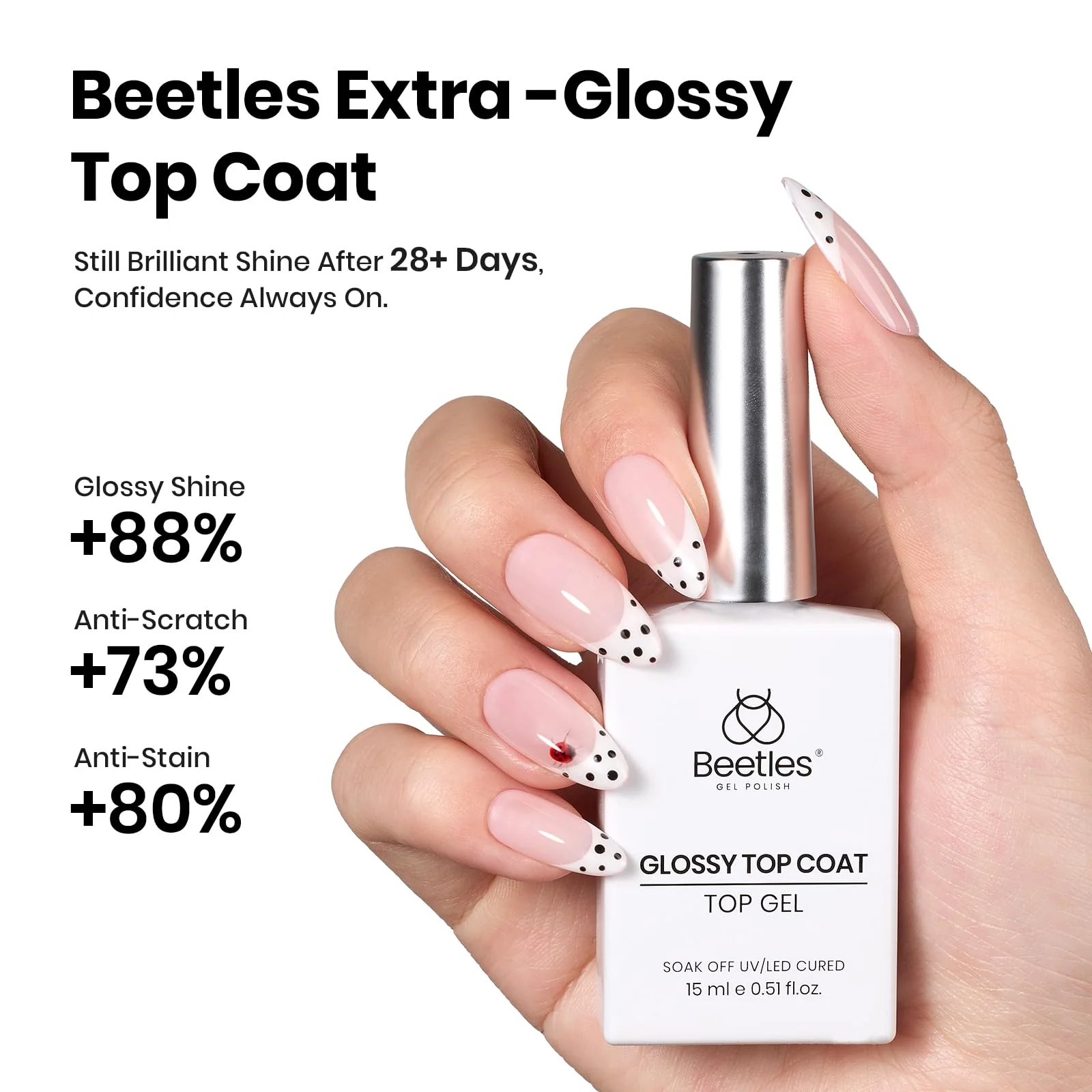 Beetles 4 Pcs 15ml Gel Base and Top Coat Set with Protein Nail - Image 6