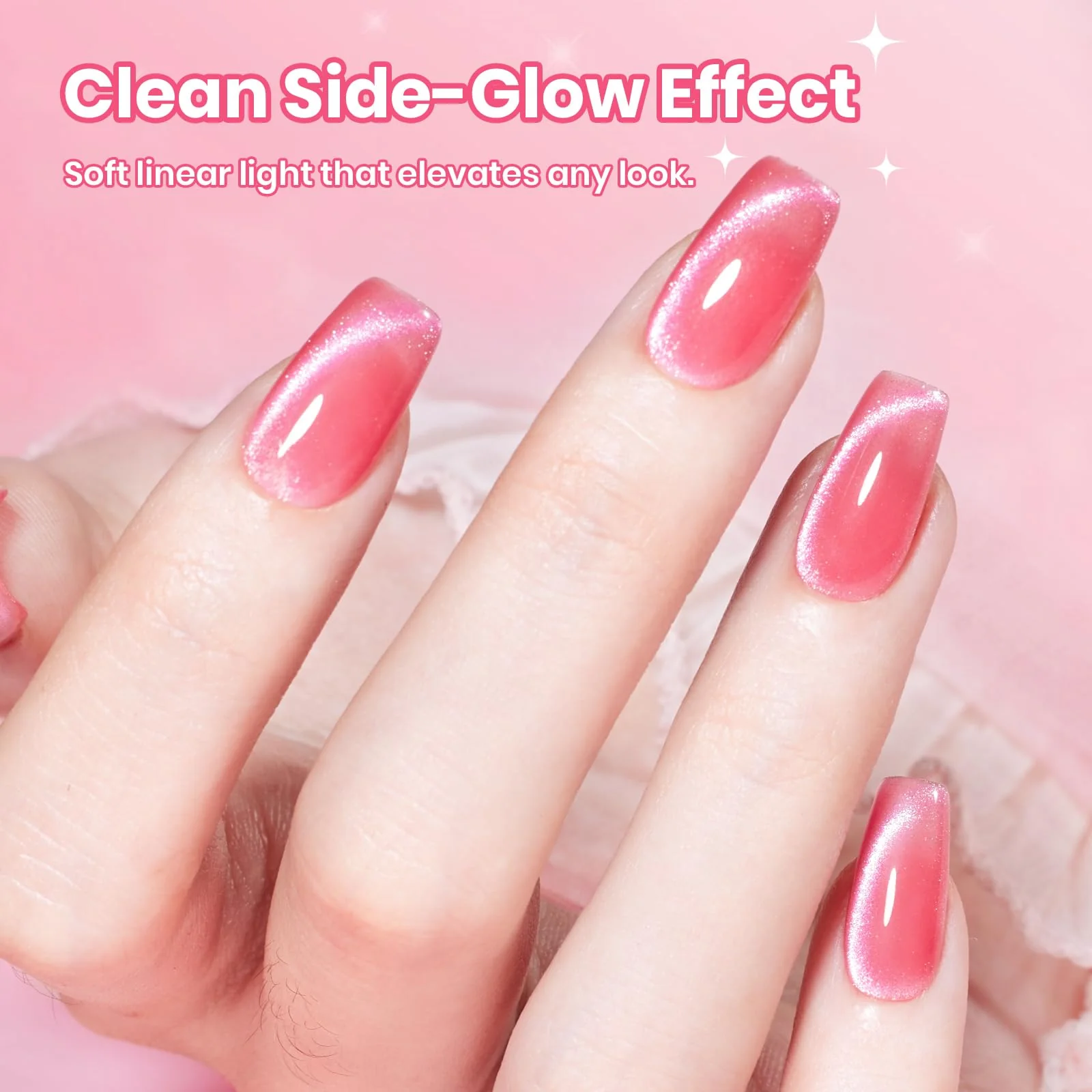 Beetles Apple Sweet Gleam Pink Cat Eye Gel Nail Polish - 15ML Glitter Pink Cat Eye Spring Gel Polish - Image 3