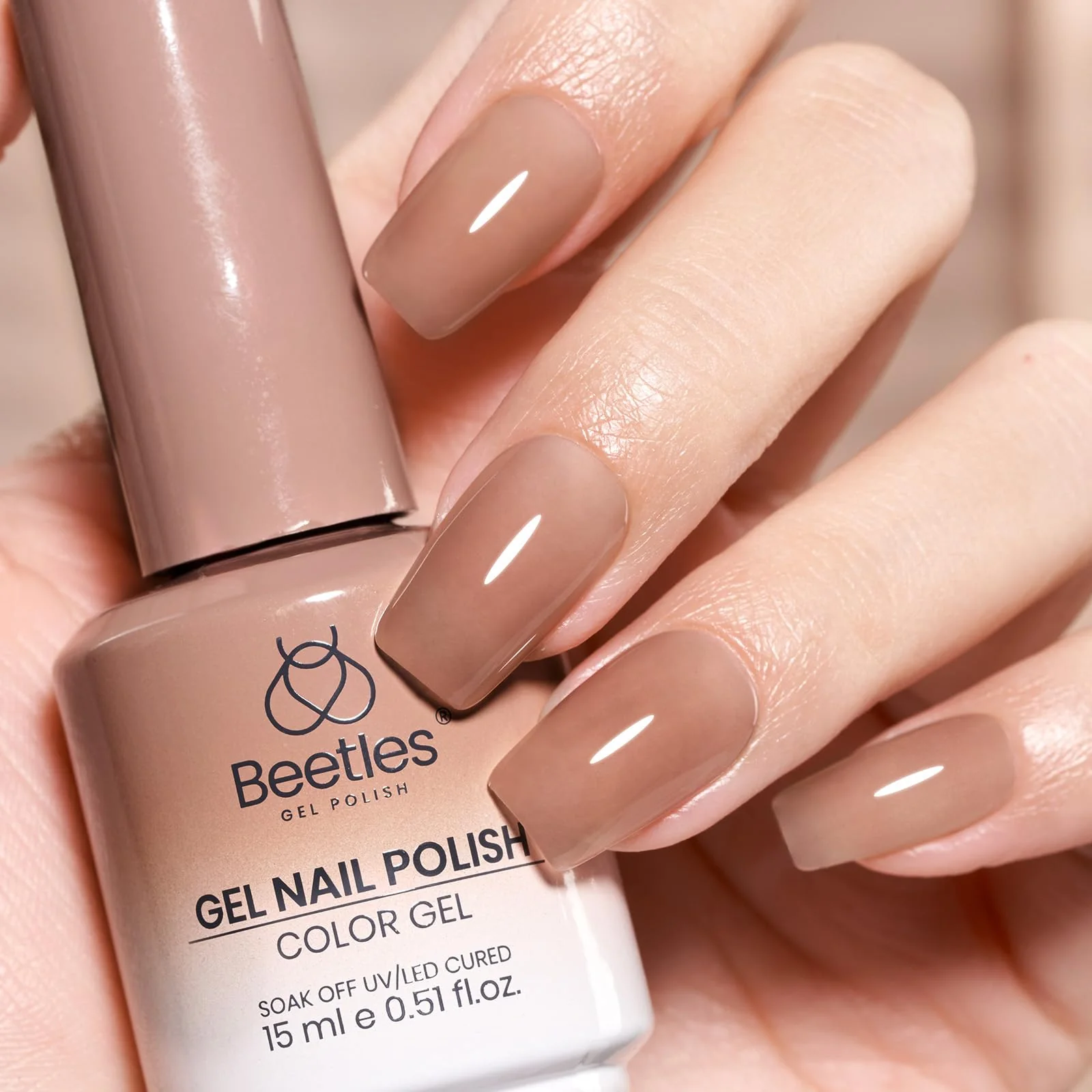 Beetles Brown Jelly Gel Nail Polish Winter Nails - 15ML Soft Brew Natural Nude Brown Gel Polish Sheer Fall Gel Polish Nail