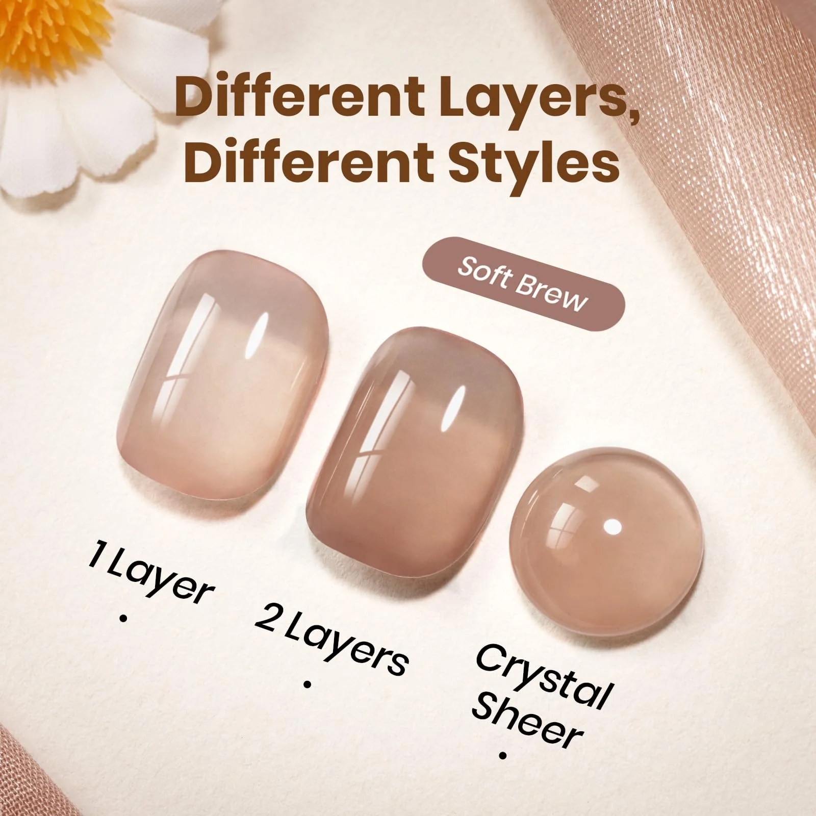 Beetles Brown Jelly Gel Nail Polish Winter Nails - 15ML Soft Brew Natural Nude Brown Gel Polish Sheer Fall Gel Polish Nail - Image 3