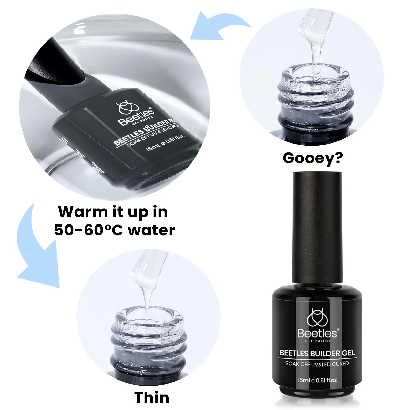 Beetles Builder Gel HEMA Free-Pristine Grace 0.5 oz 8 in 1 Nail Thickening Strengthening Building Apex for Beginner DIY Salon at Home, Jelly Pink Builder Valentines Nail Gel, UV & LED Lamp Cured - Image 7
