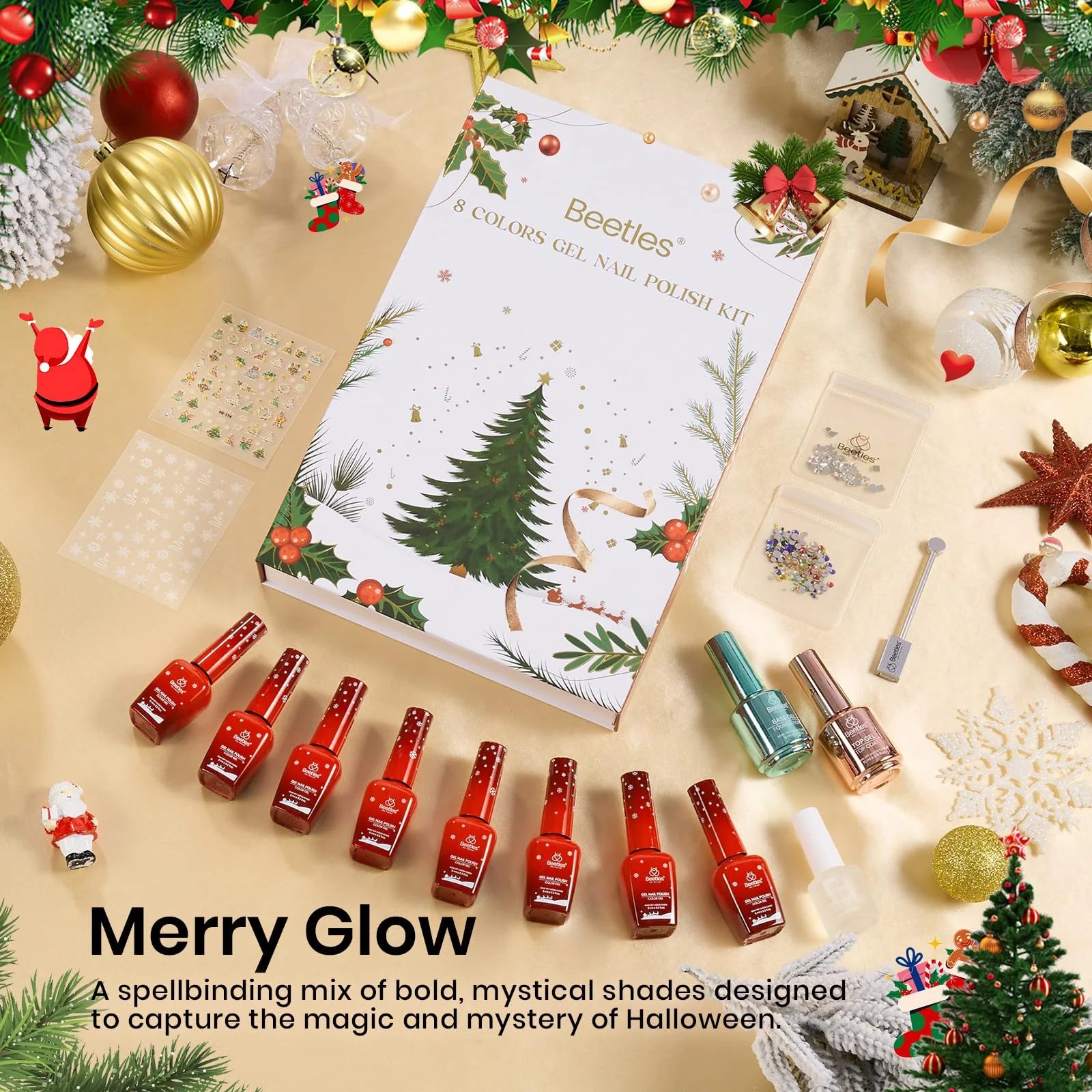 Beetles Christmas Nails Gel Polish Set - Merry Glow 8 Colors Holiday Gift Box - Image 2