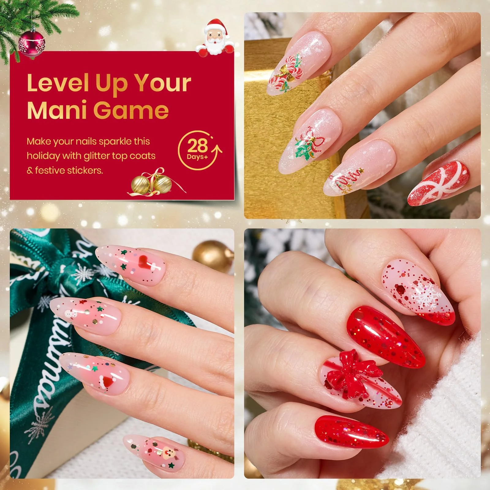 Beetles Christmas Limited Gel Top Coat Set - 6Pcs 10ml Winter Sparkle Glitter Cat Eye Top Coat Gel Nail Polish - Image 5