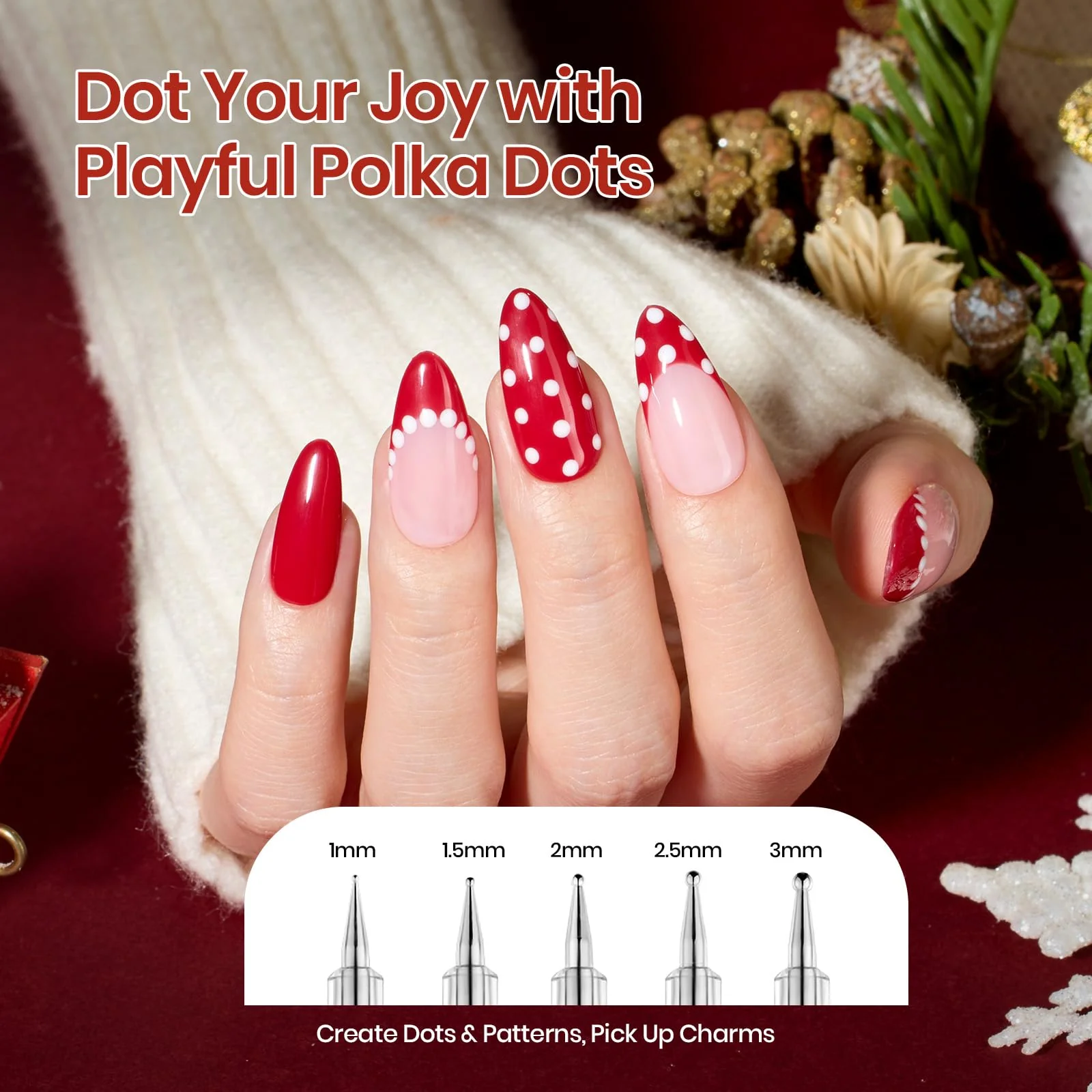 Beetles Christmas Nail Art Brushes 8pcs – Crystal Christmas Nail Art Tools - Image 3