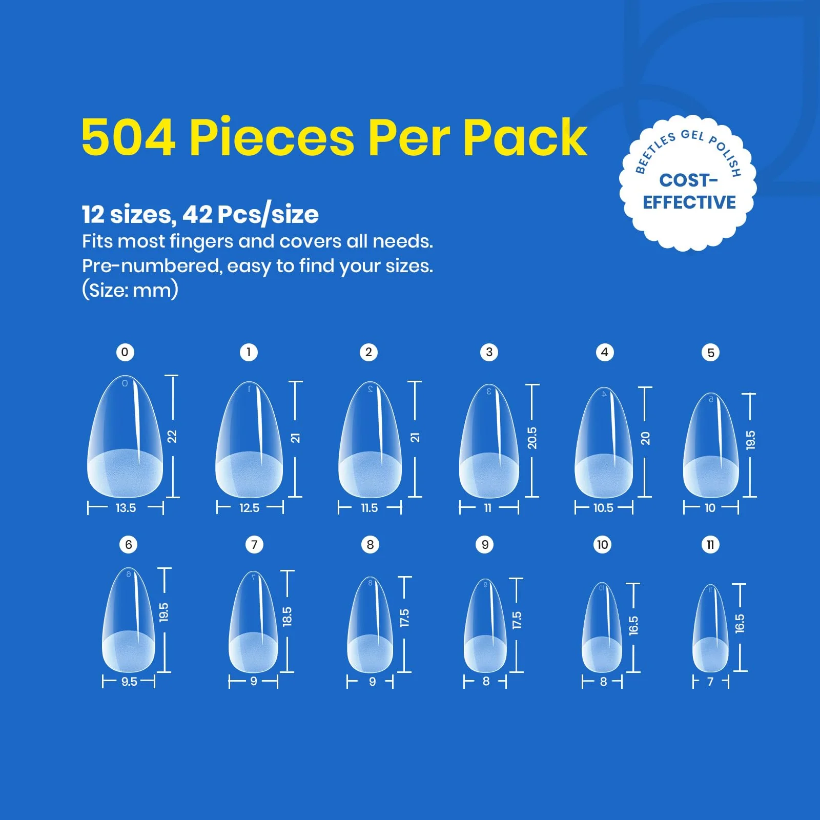 Beetles Clear Nail Tips: 504Pcs Short Almond, - Image 5