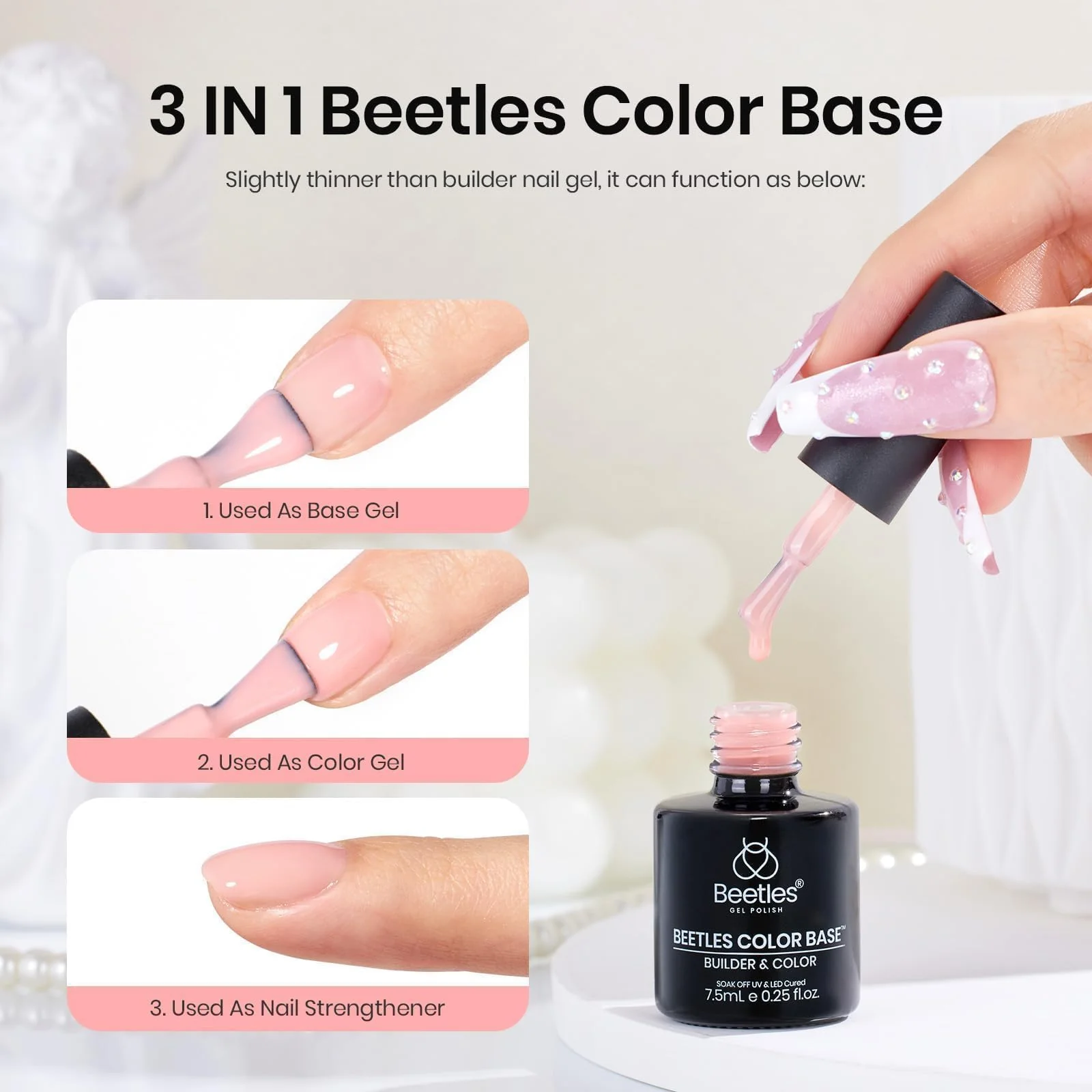 7.5ml Each Beetles Color Base | Spring Nails Nude Ge Gel Polish 6 Colors Set - Image 3