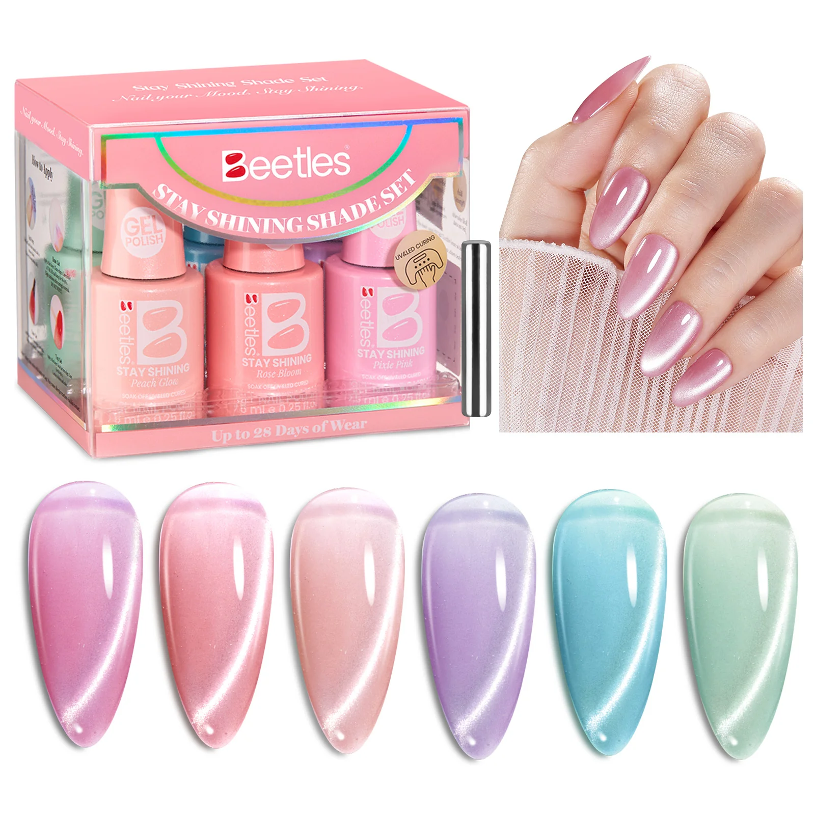 Beetles Stay Shining Fairy Garden Shade -15ML 6 Colors Spring Cat Eye Gel Nail Polish - Image 5
