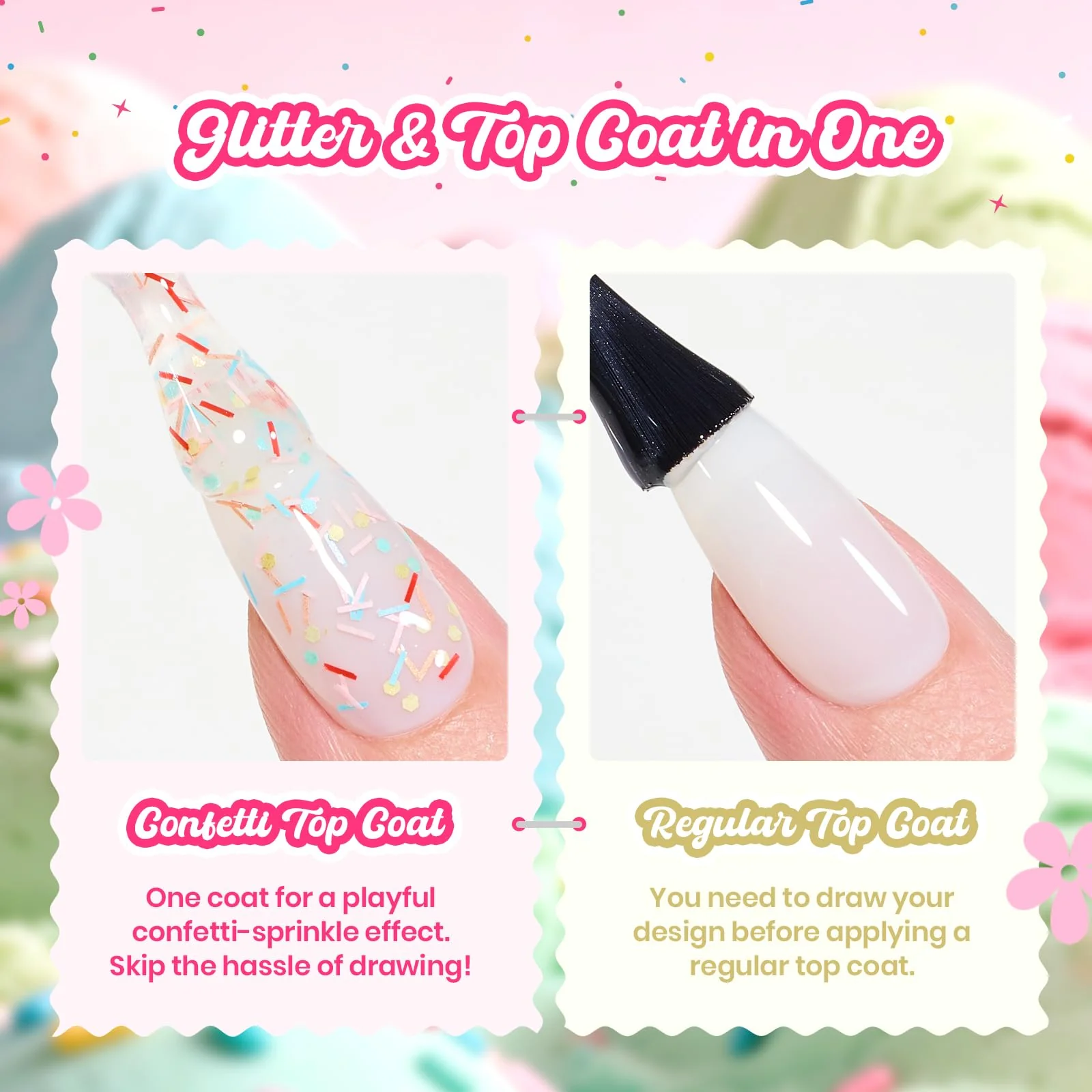 Beetles Glitter Top Coat Gel Polish Spring Limited - Confetti Fantasy Sprinkle Glitter Gel Top Coat 15ml - Image 5