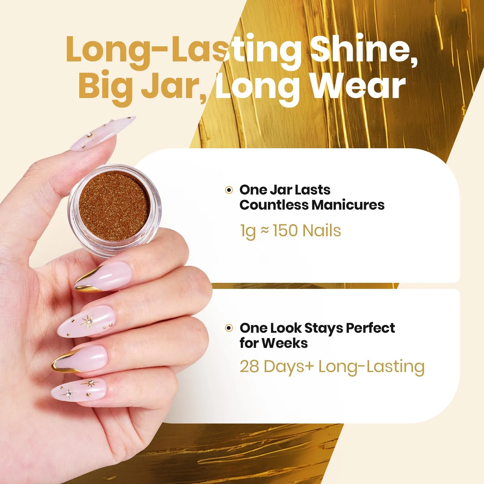 Beetles Gold Chrome Nail Powder Metallic Mirror Effect Chrome Powder - Image 3