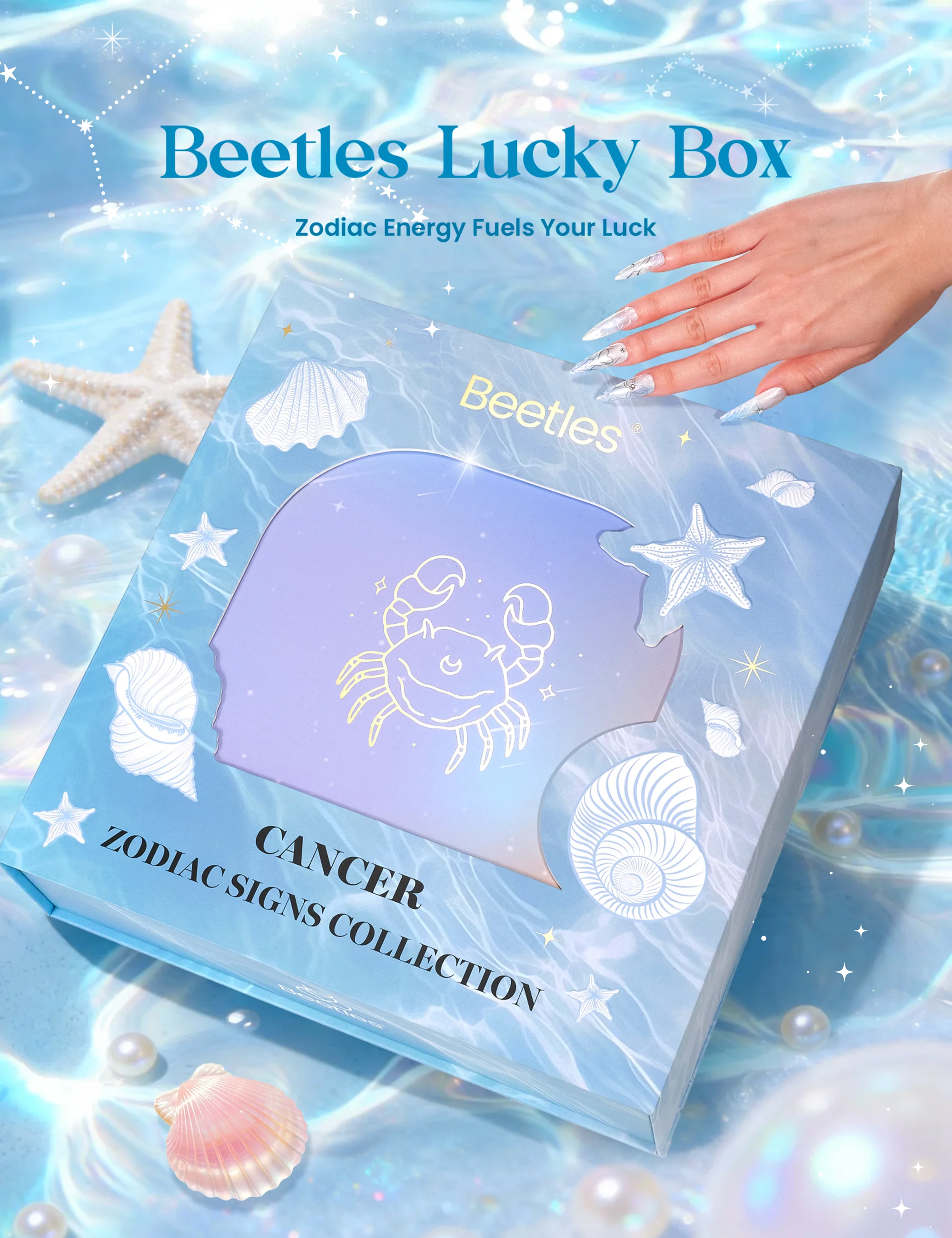 Beetles Lucky Box Cancer Sign Gel Nail Polish Kit - Motherās Day Spring Nails 6 Colors Zodiac Inspired Nail Art Set for Nurturing & Nostalgic Vibes - Image 2