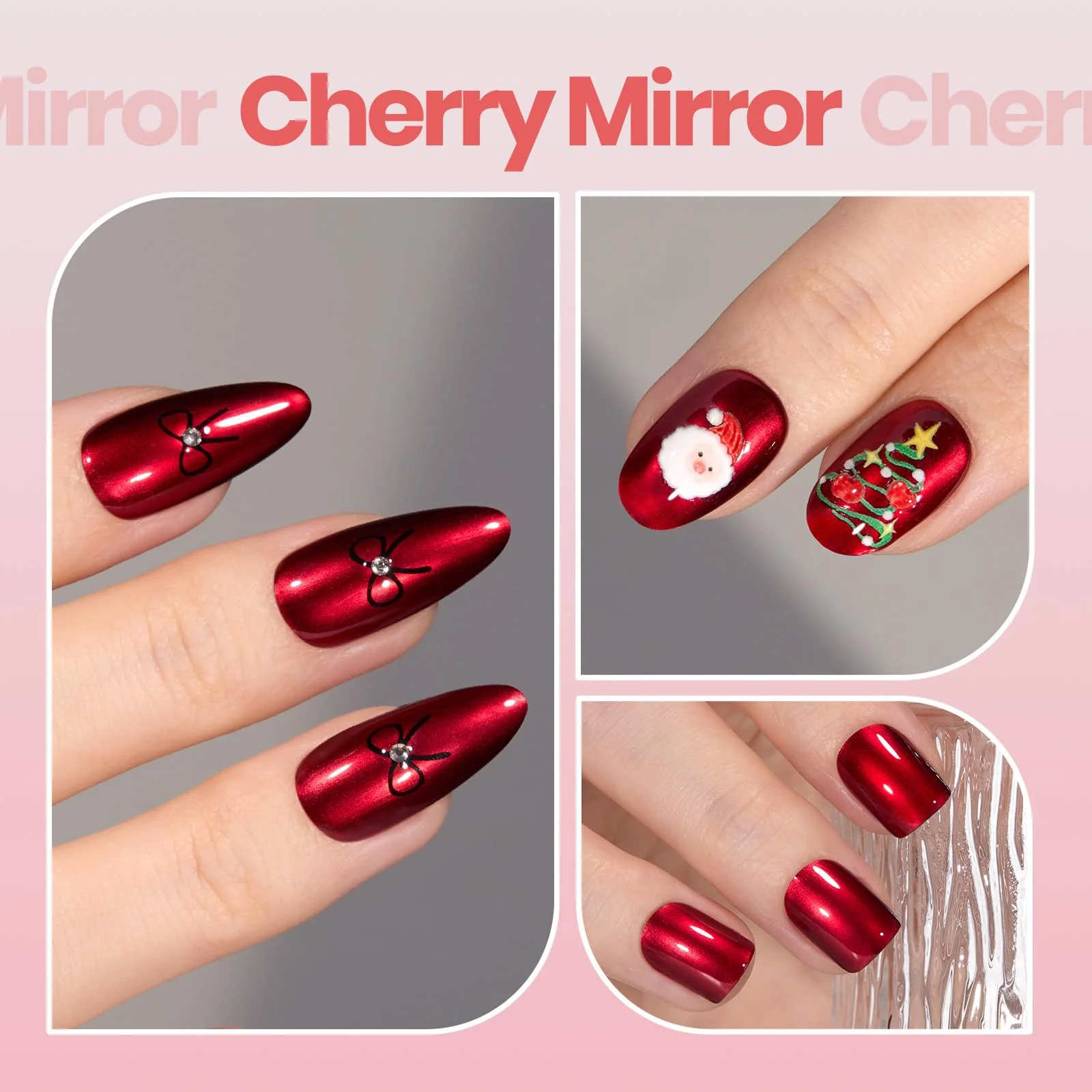 Beetles Red Chrome Nail Polish - Cherry Mirror Chrome Nail Polish Metallic Effect Quick-Drying Glossy - Image 4
