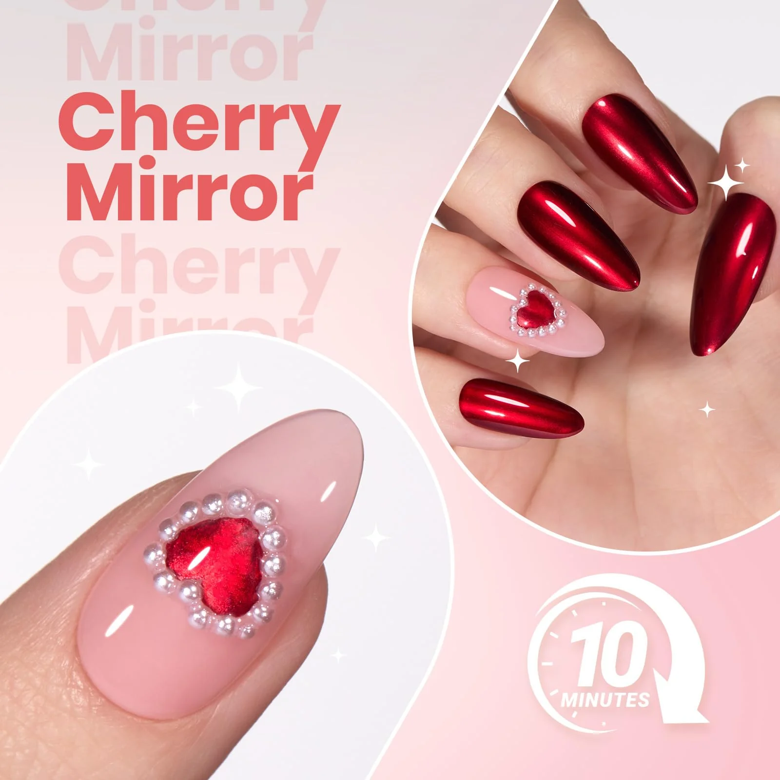 Beetles Red Chrome Nail Polish - Cherry Mirror Chrome Nail Polish Metallic Effect Quick-Drying Glossy - Image 7