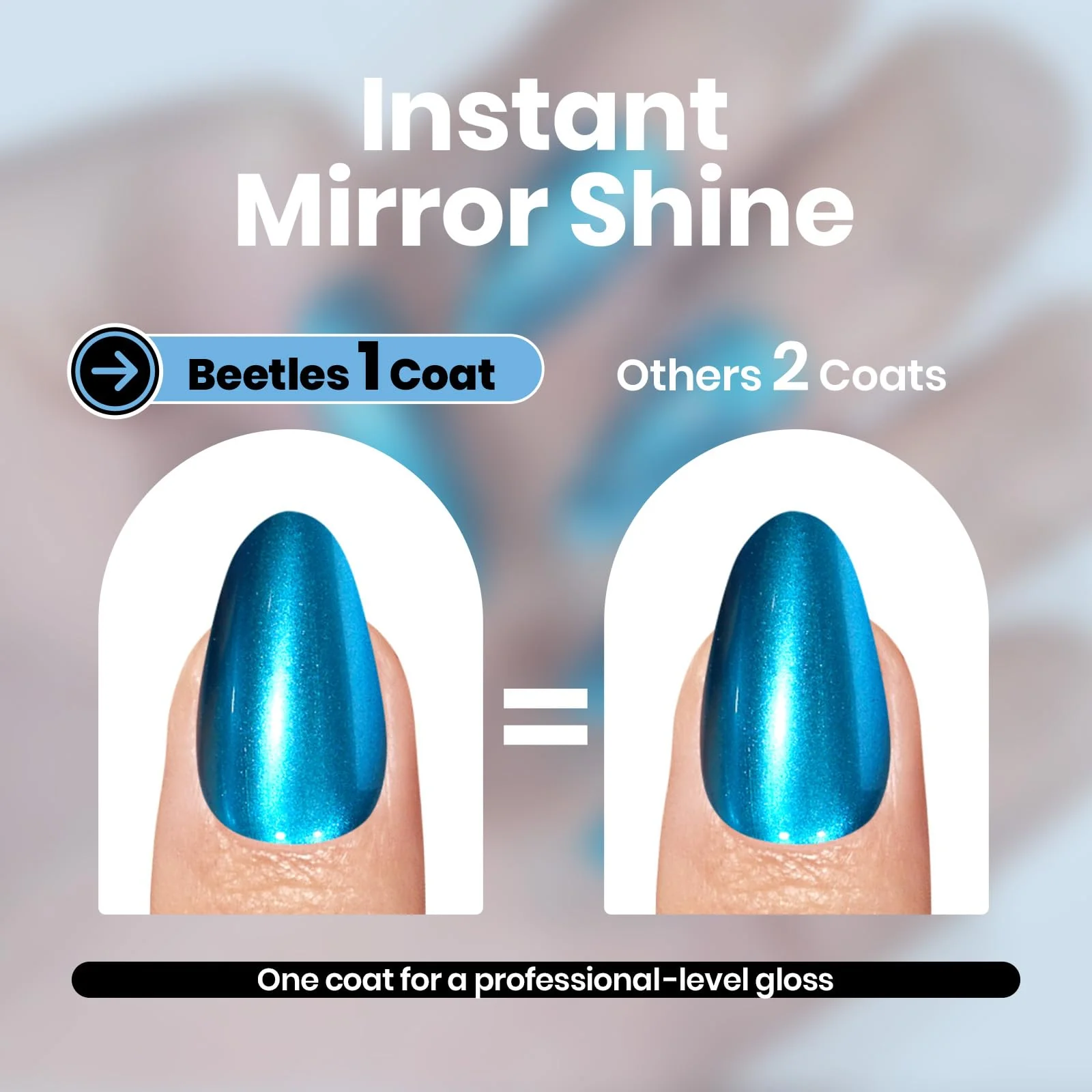 Beetles Metallic Blue Nail Polish - Blue Mirage Mirror Nail Polish Quick-Drying & High Gloss Nail Lacquer Metallic Effect - Image 6