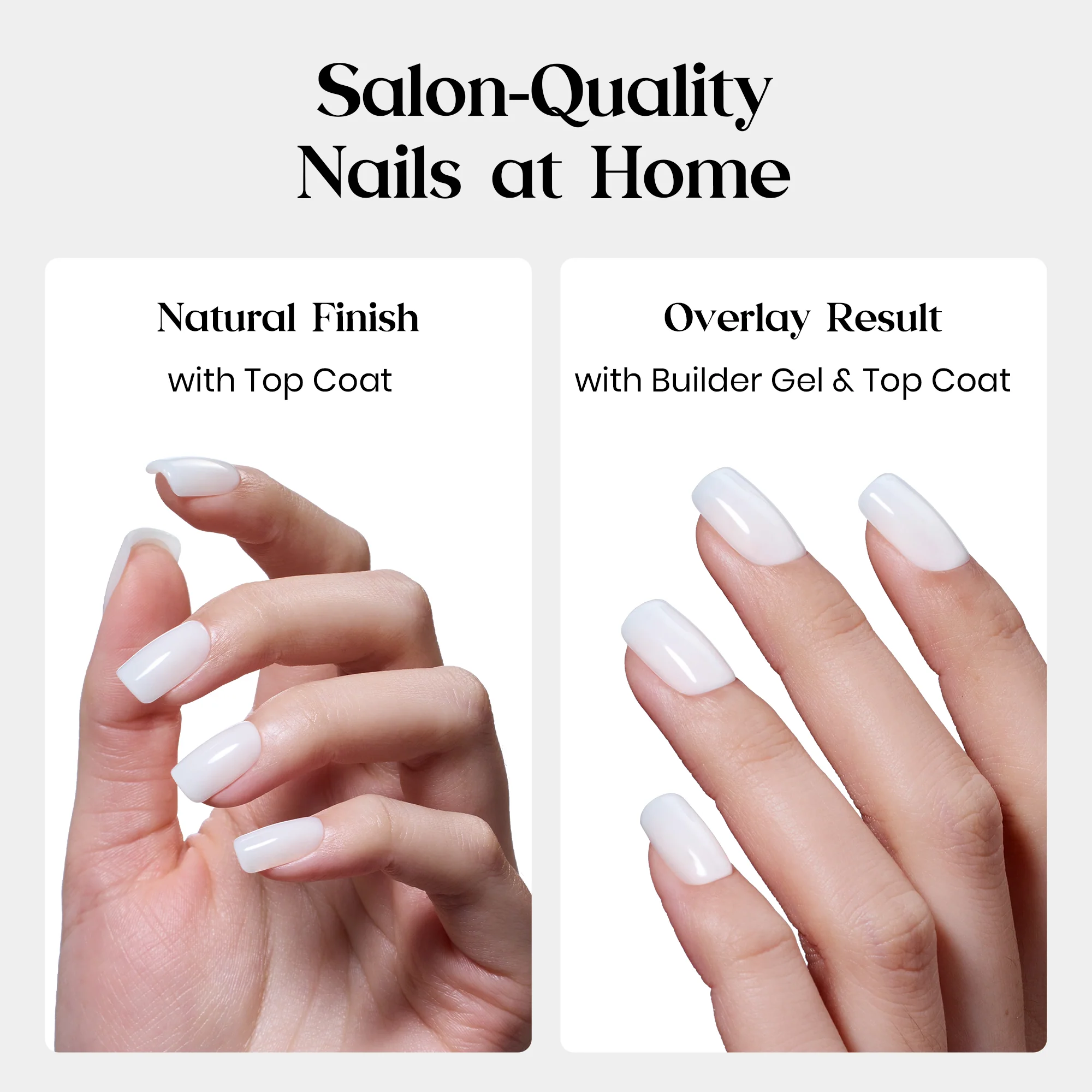 Beetles Natural Milky Nail Tips - Milky White Short Squoval 16 sizes*5 - Image 3