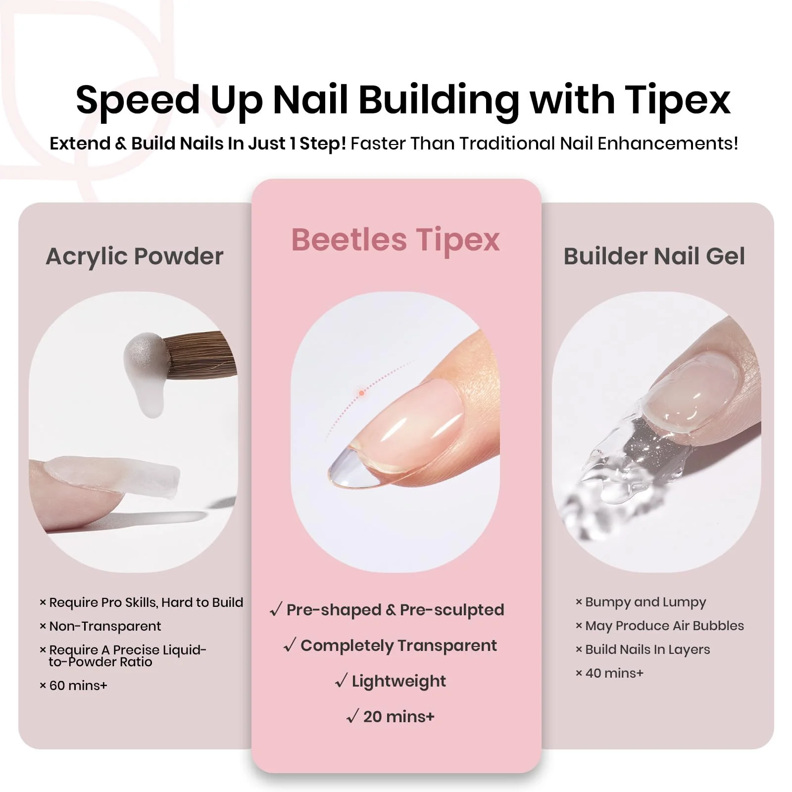 Beetles Oval Short Tipex Nail Tips | 192 pcs - Image 4