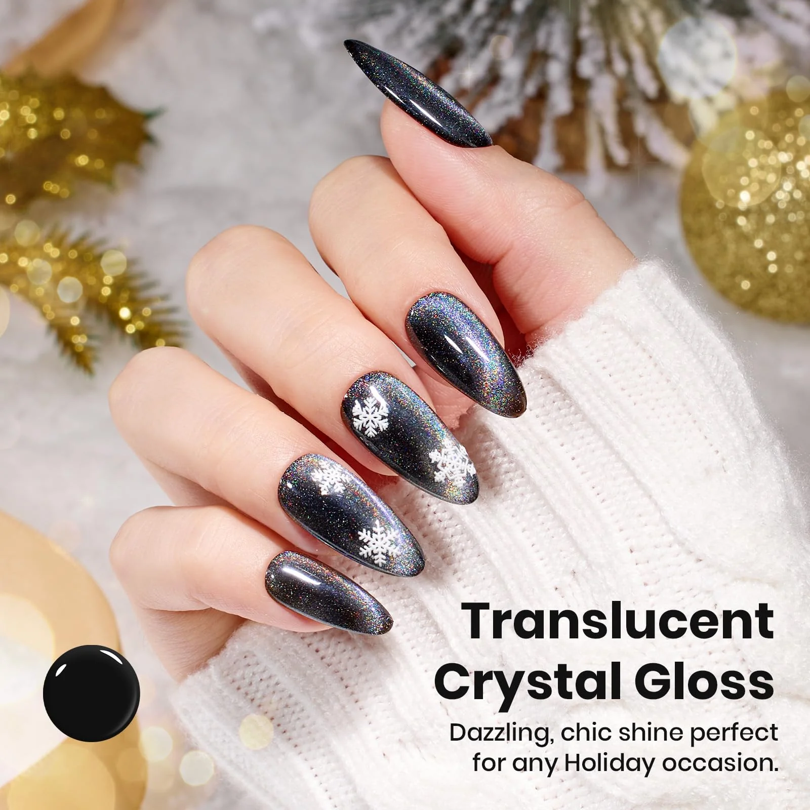 Beetles Prismatic Winter Nails Cat Eye Gel Nail Polish - 15ML Christmas Silver Glitter Rainbow Cat Eye Gel Polish - Image 5