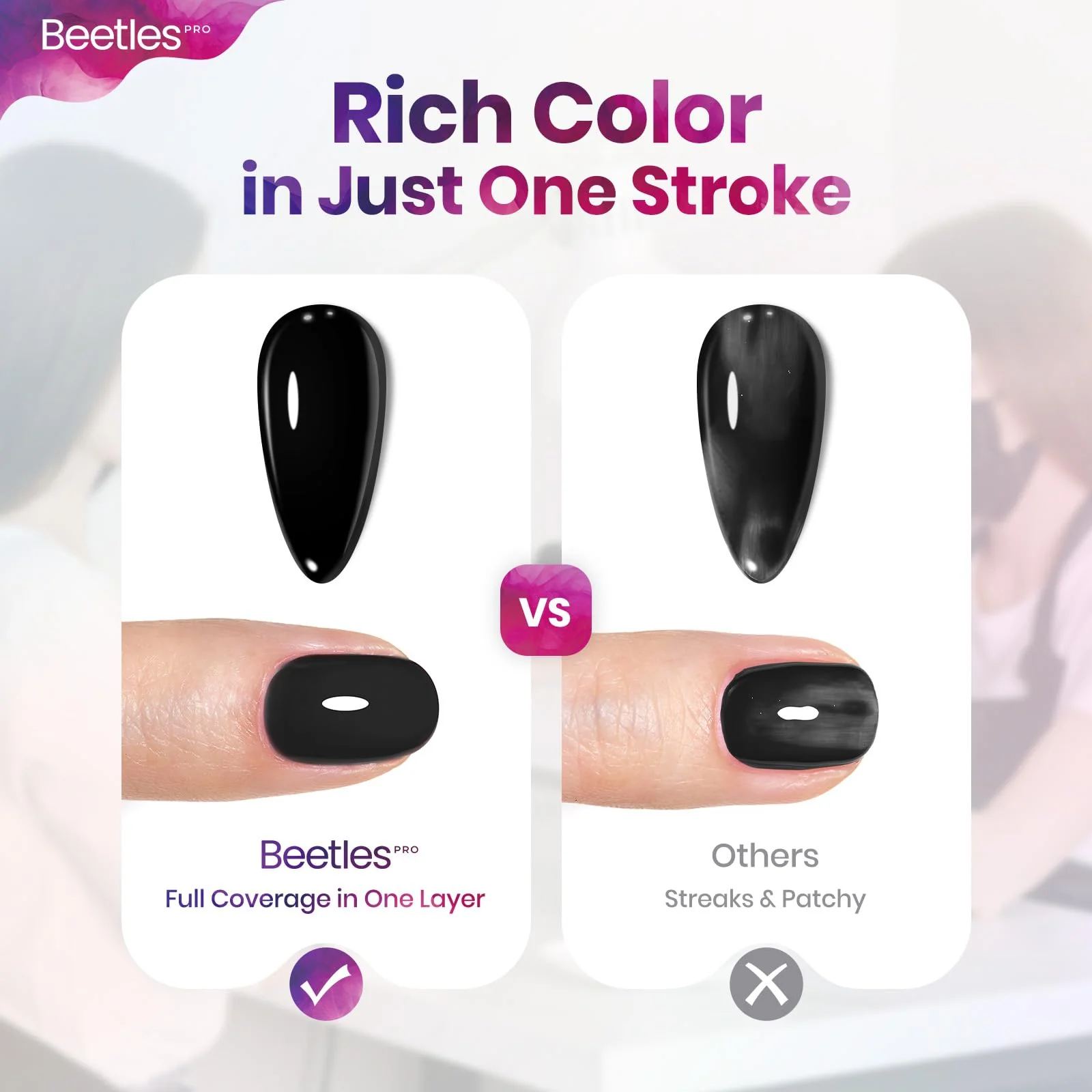 Beetles Pro Black Gel Nail Polish - Chill Intentions, HEMA Free & TPO Free, 15ml Black Color Gel Polish - Image 5