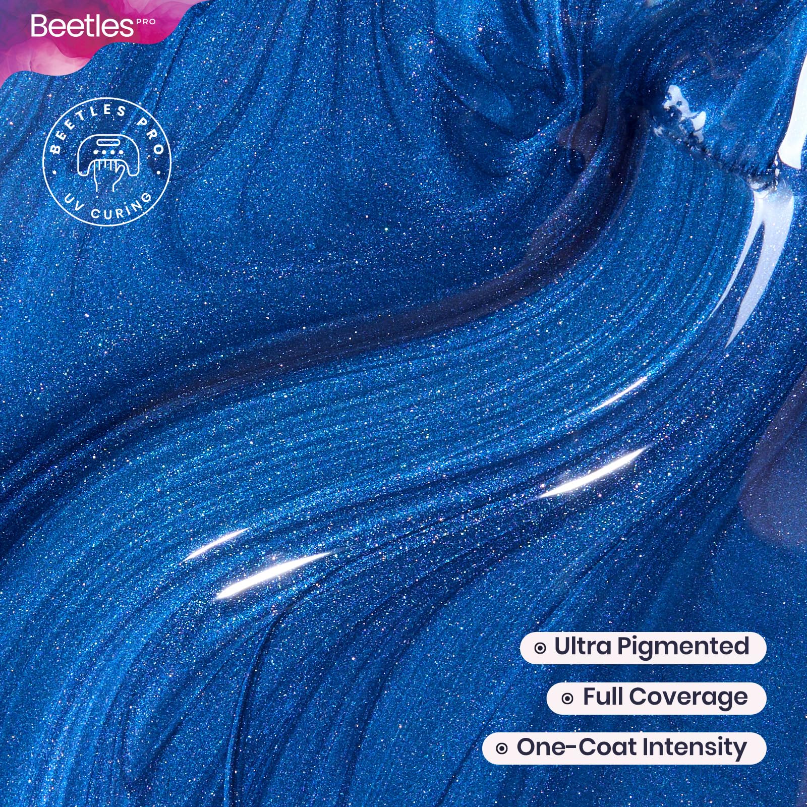 Beetles Pro Blue Gel Polish - Ghost Feelings, Dark Blue Color 20ML Glitter Gel Polish - Image 3