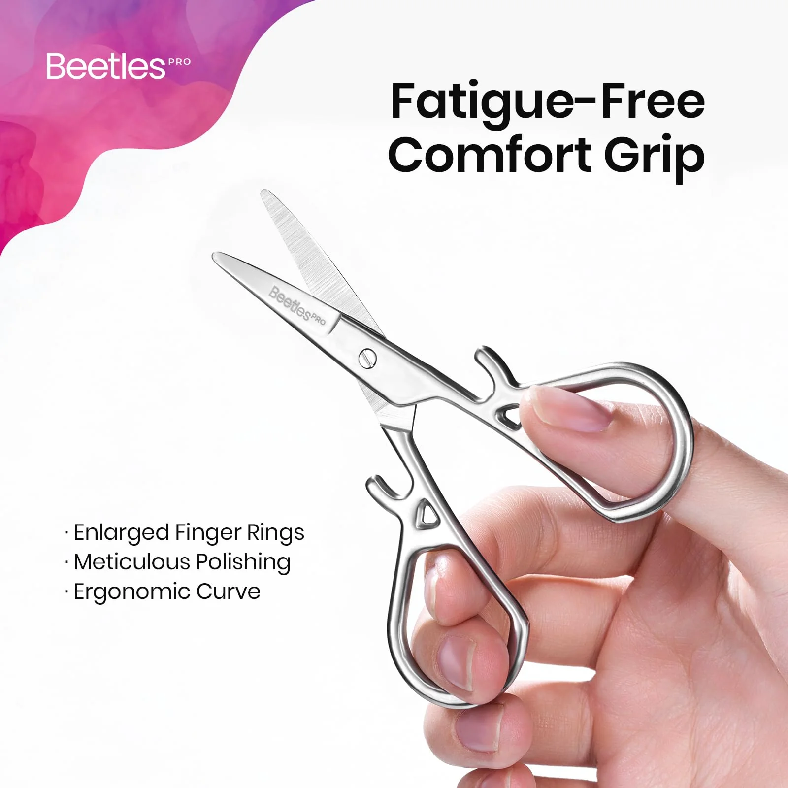 Beetles Pro Curved Cuticle Scissors, Multi-Purpose Premium Stainless Steel Nail Scissors for Nail - Image 5