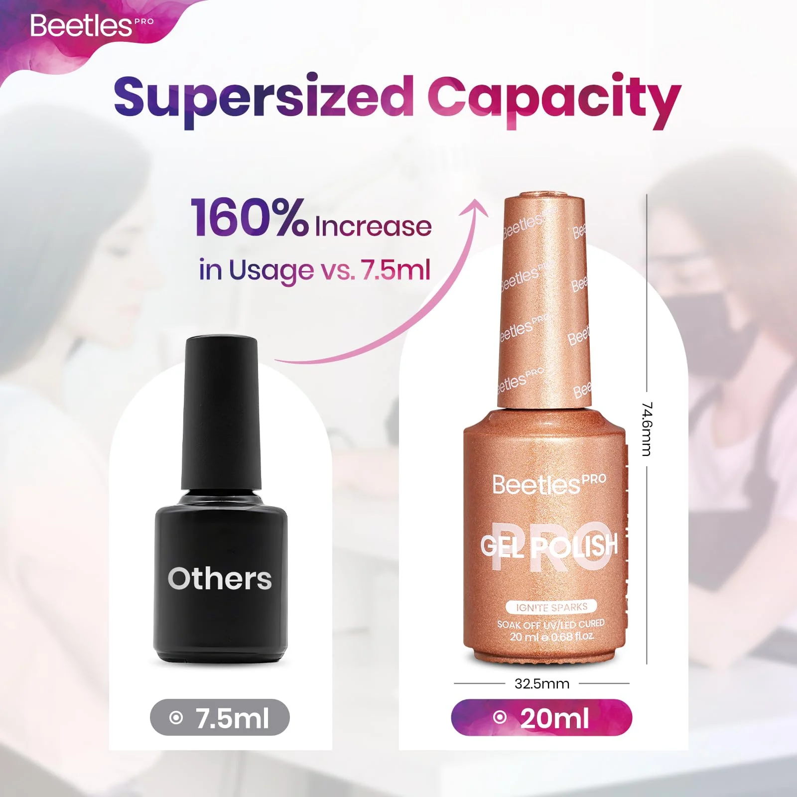 Beetles Pro Glitter Gel Polish - Ignite Sparks Pink Glitter Color 20ML Gel Polish - Image 6