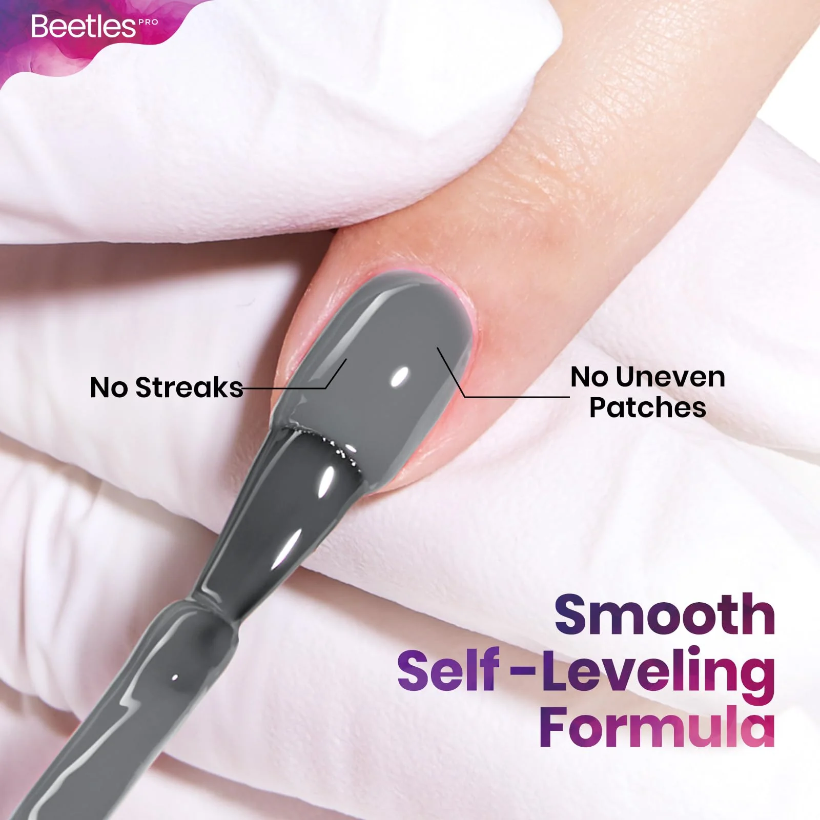 Beetles Pro Grey Gel Polish - Dead Air Dark Grey Color 20ML Winter Gel Polish - Image 6