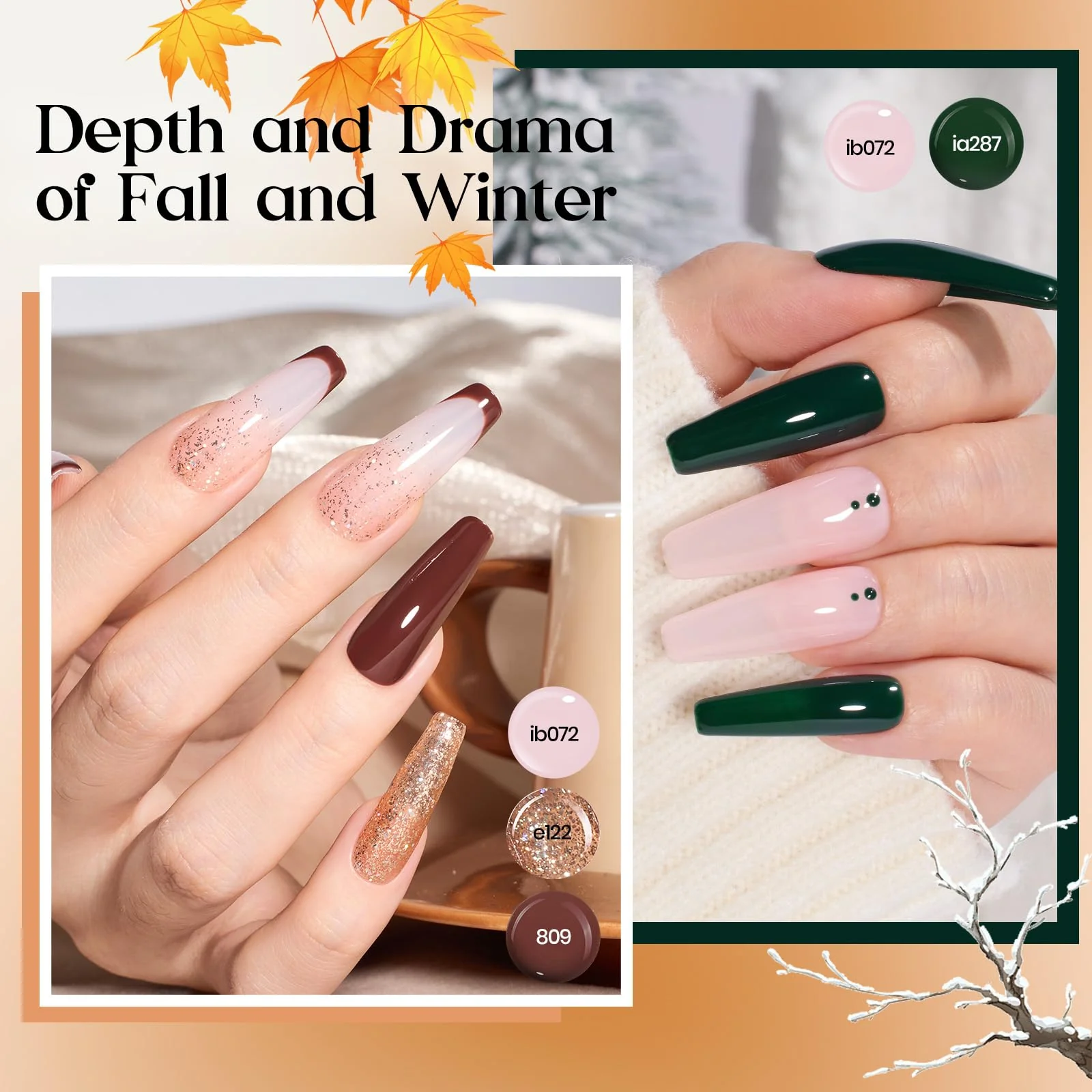 Beetles Seasons Variation Gel Set Spring Nails - 48 Colors Brown Glitter Fall Gel Nail Polish Kit - Image 6