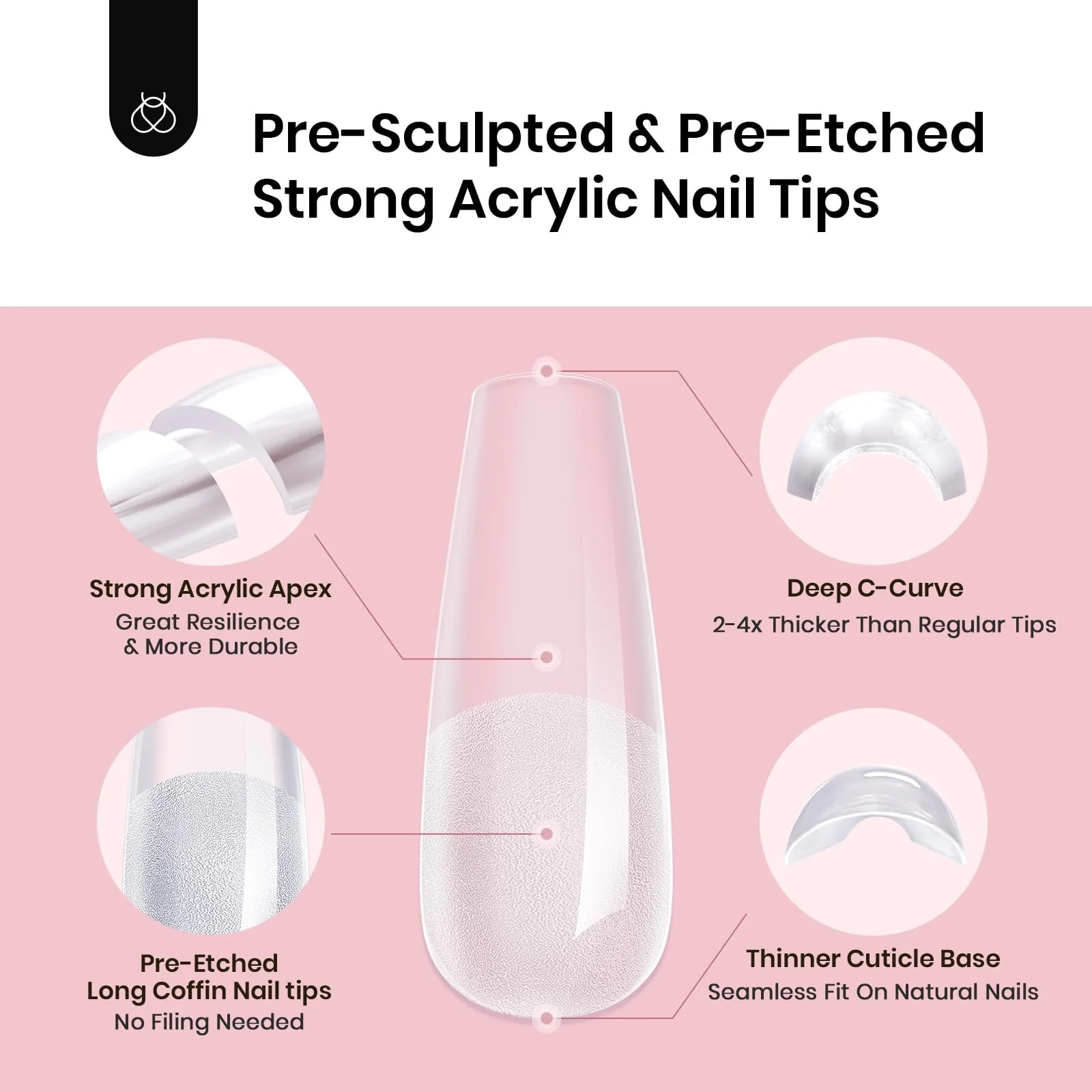 Beetles Stiletto Coffin  Long Tipex Nail Tips | 192 pcs - Image 6