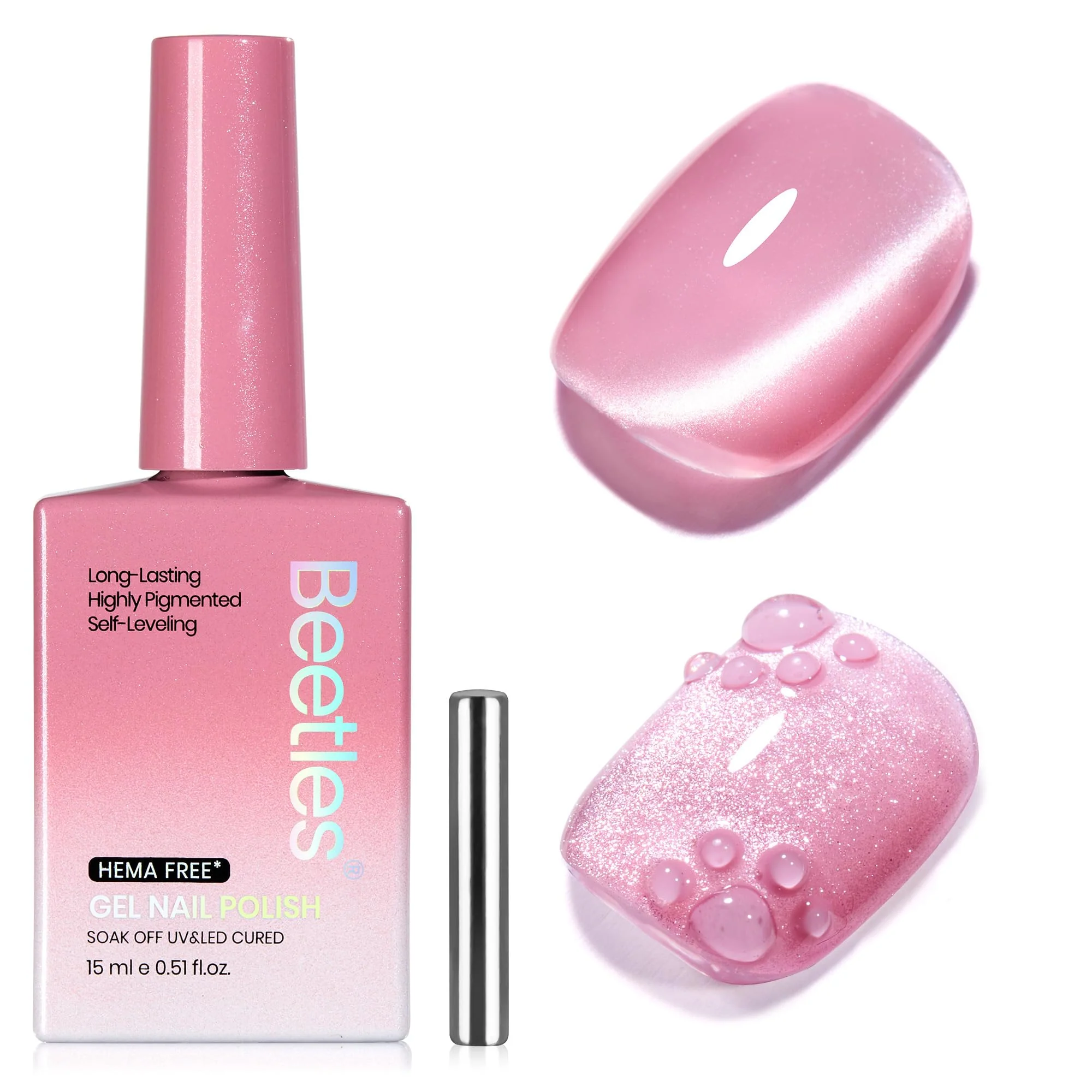 Beetles Sugar Swirl Gel Nail Polish - Spring Nails 15ML Pink HEMA FREE Cat Eye Gel Polish