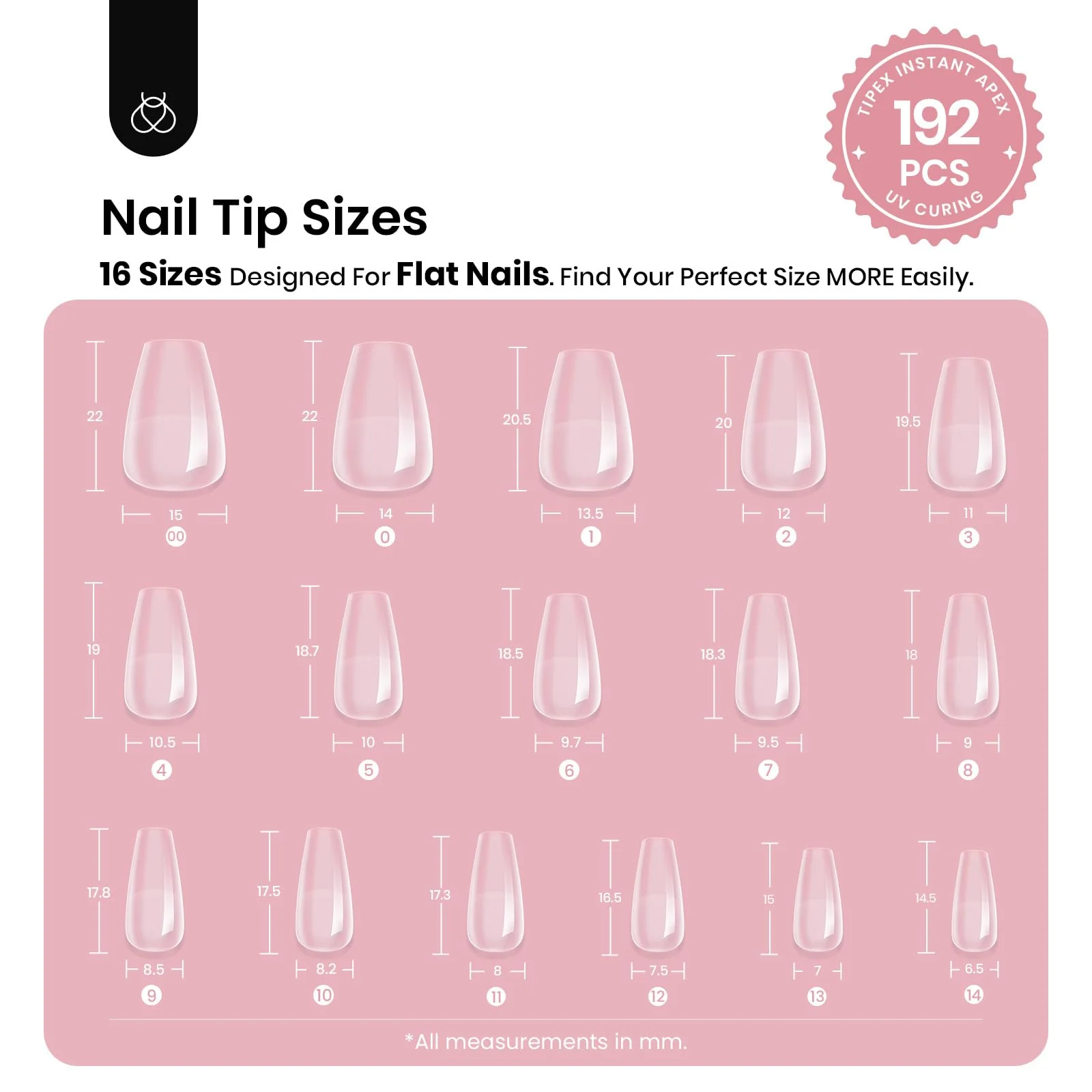Beetles Tipex Instant Apex Nail Tips Short Coffin - 192pcs Strong Thicker Acrylic Nail Tips - Image 3