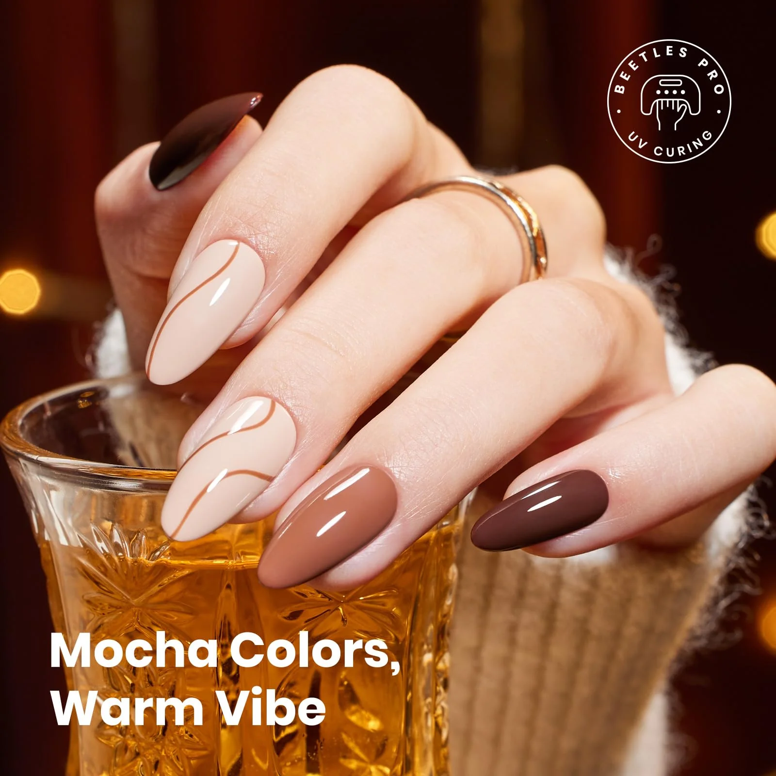 Beetles Winter Gel Polish Set Midnight Serenity HEMA-Free - 6 Colors 15ml Mocha Brown Gel Polish Set - Image 3