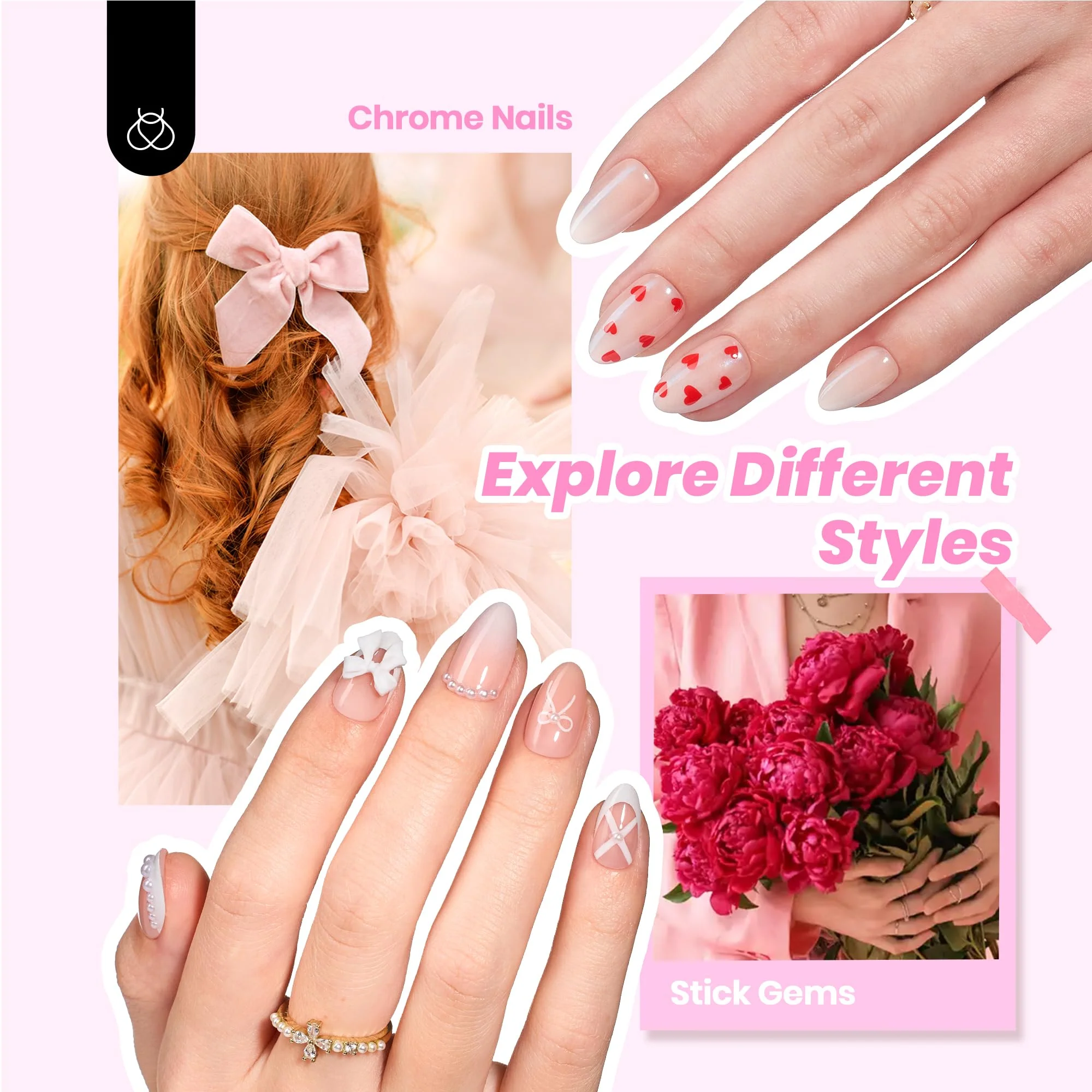 Beetles X Press Gel Nail Kit, French Tip Press On Nails Short Almond Kit with 224Pcs Nail Tips - Image 4