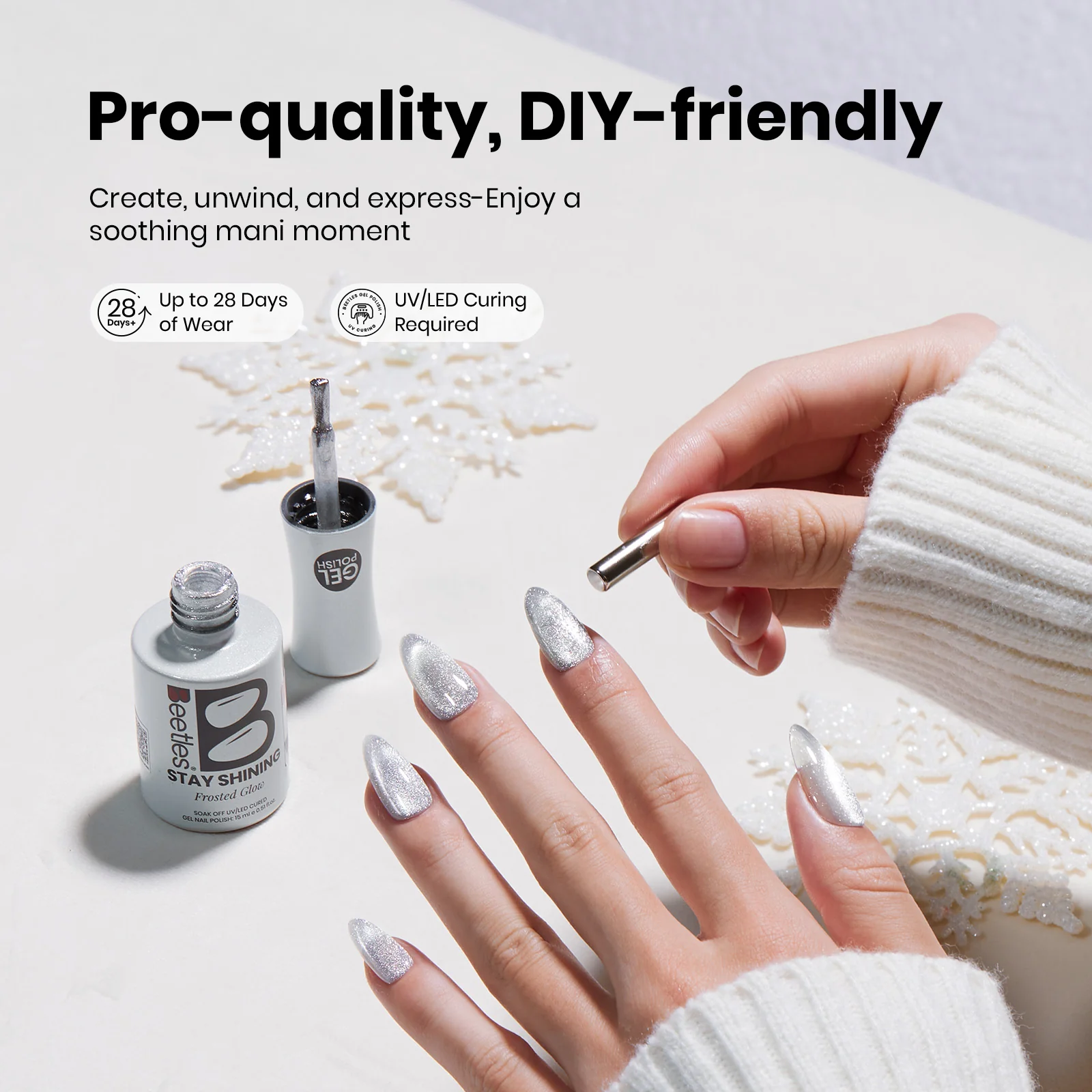 Beetles Stay Shining Gel Polish Frosted Glow-15ml of Soft Light - Image 3