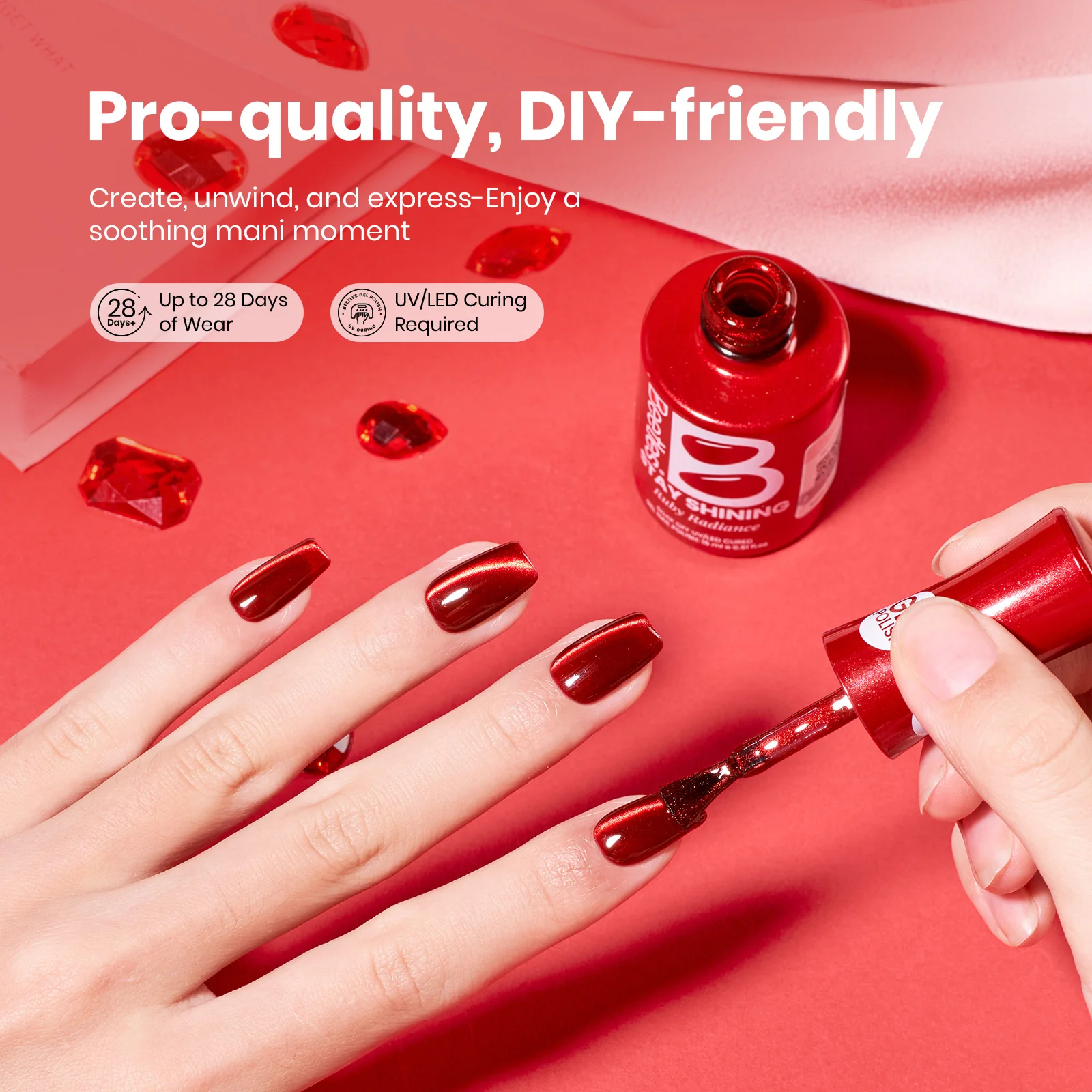 Beetles Stay Shining Gel Polish Ruby Radiance-15ml of Luxury Glow - Image 5