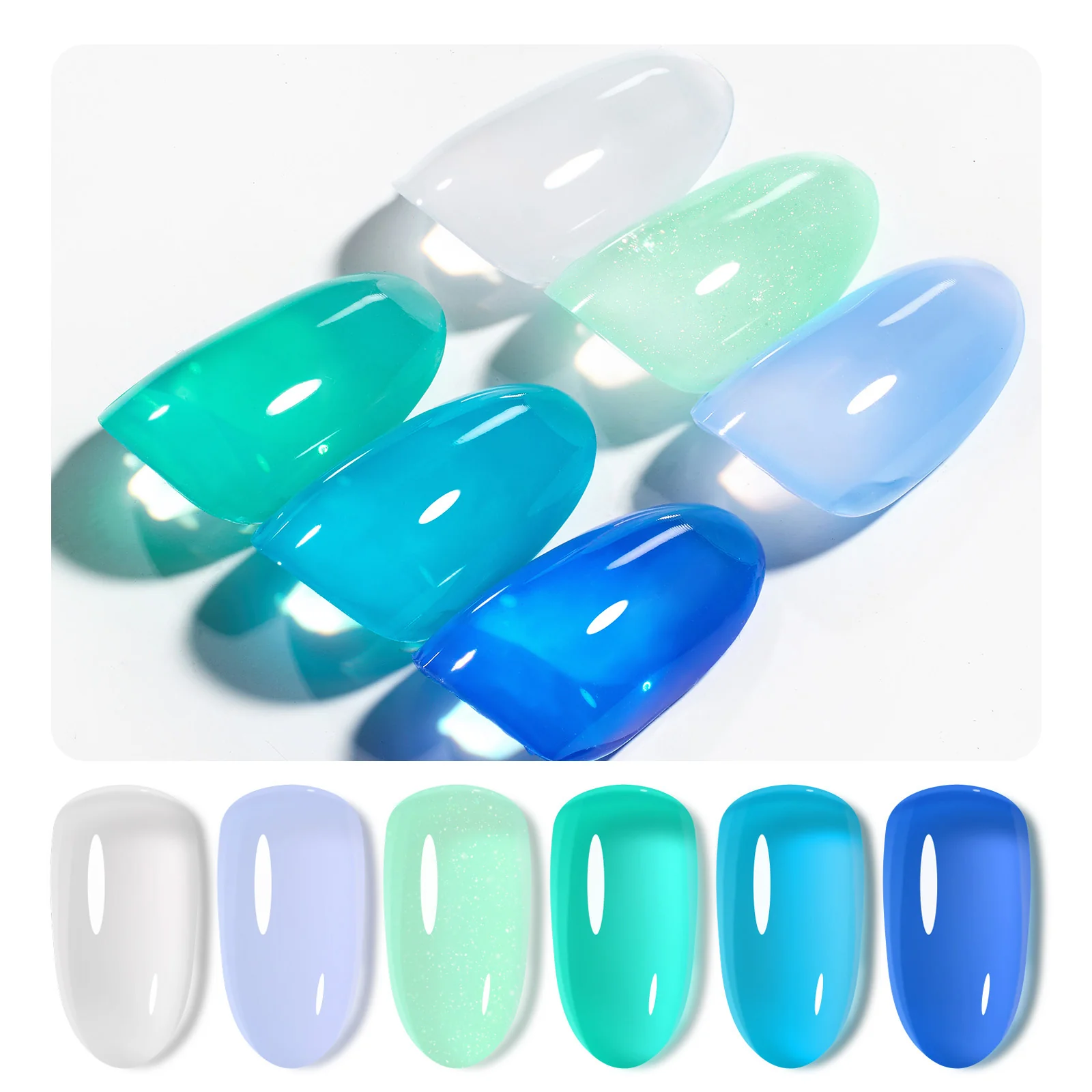 Bubble Splash - 6 ColorsSpring Nails Blue Jelly Gel Polish Set