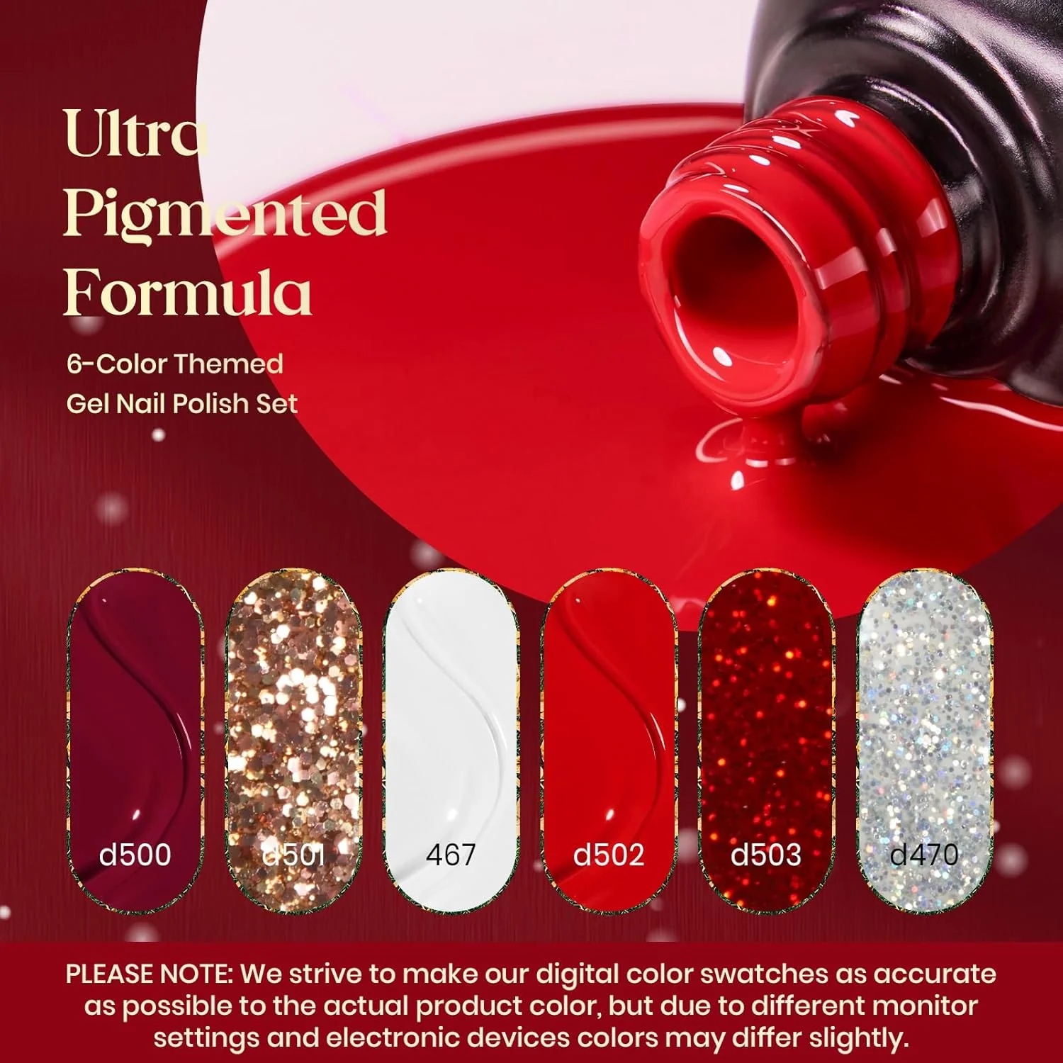 Candy Cane Red White Glitter Christmas Nails - Image 2