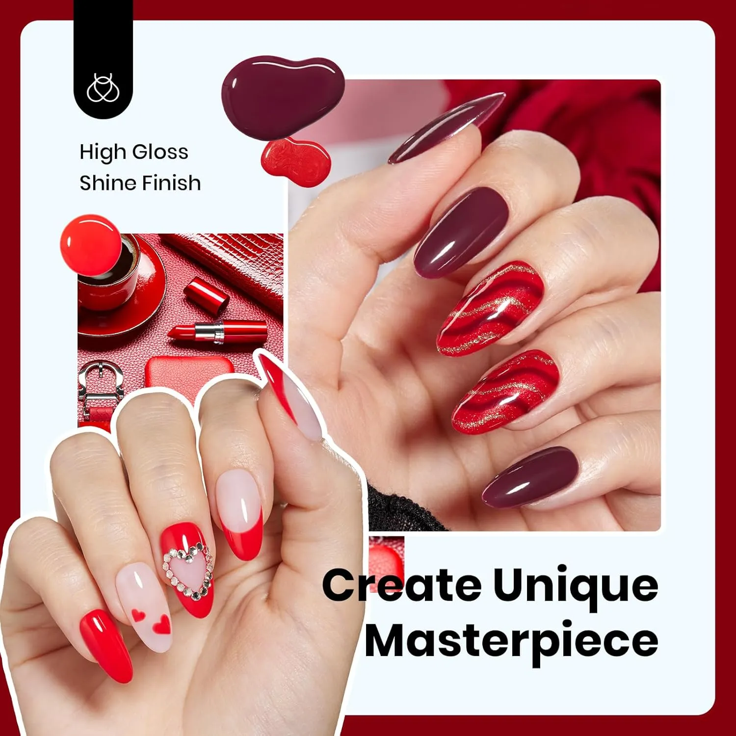 Beetles Bloody Red Valentine Nails Glitter Gel Polish Set - Image 4