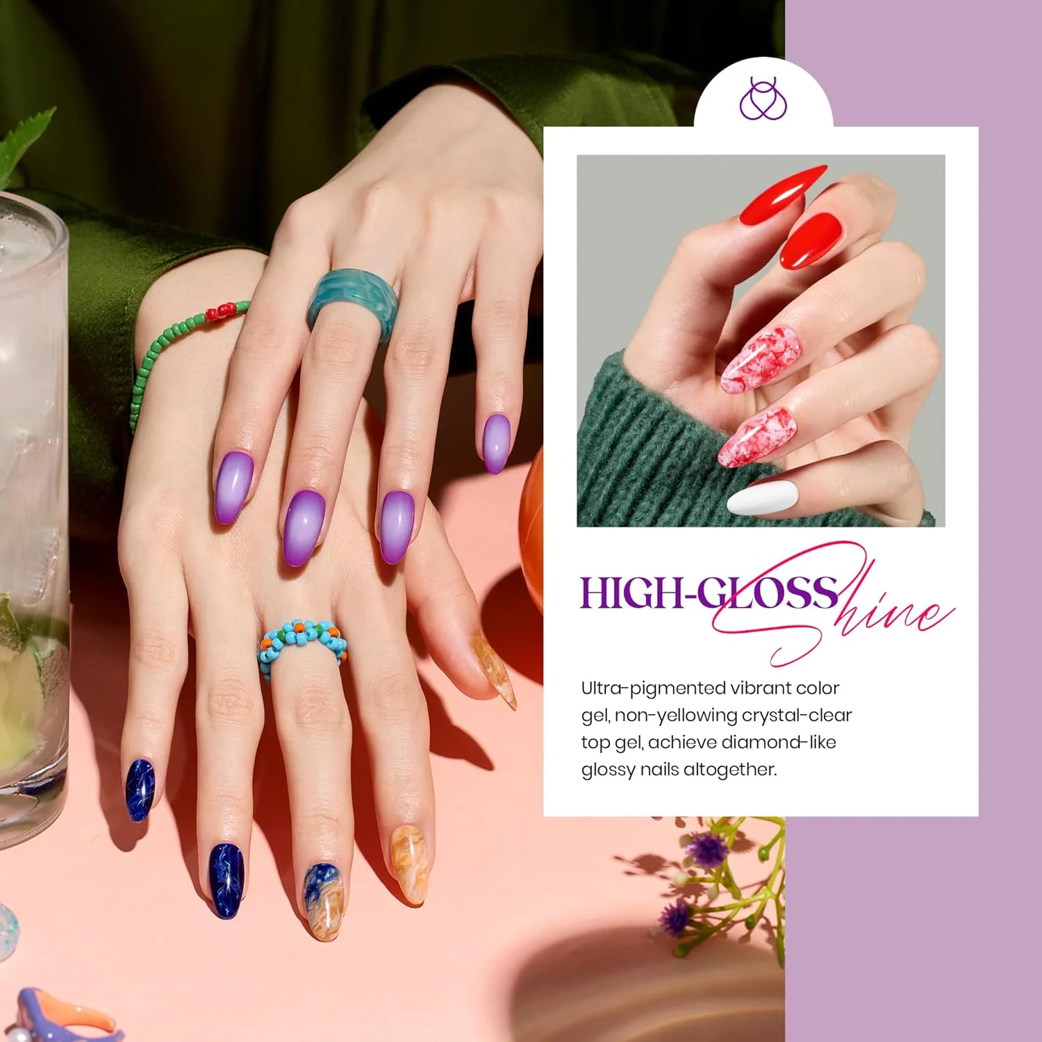 Fingertip Palette - Spring Nails Prime 32 Gel Colors Set with Top and Base Coat (5ml/Each) - Image 4