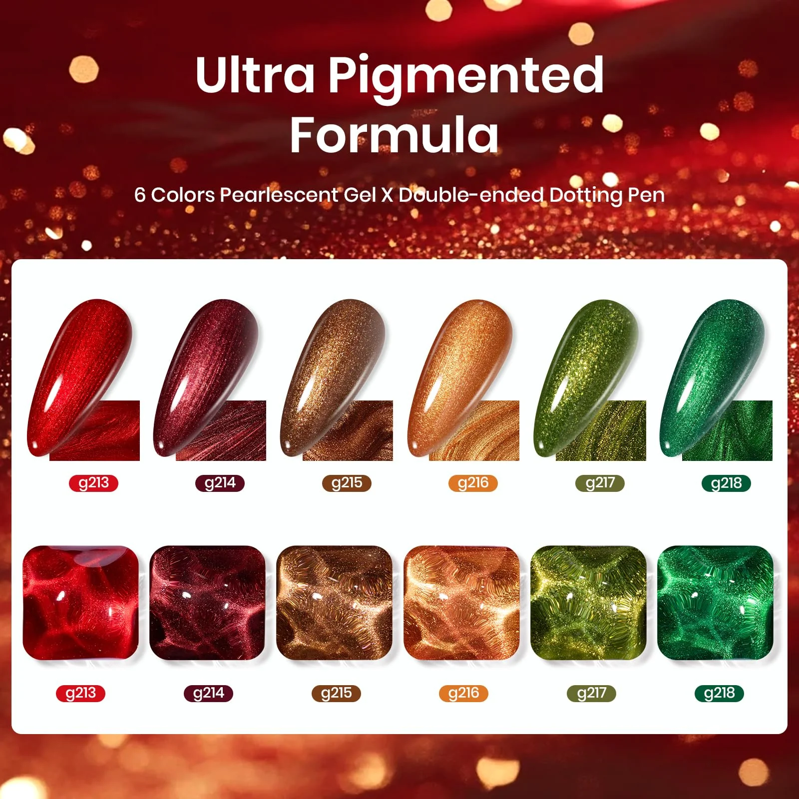 Glamour Era Winter Nails - 6 Colors Fall Glitter Gel Nail Polish Set - Image 4