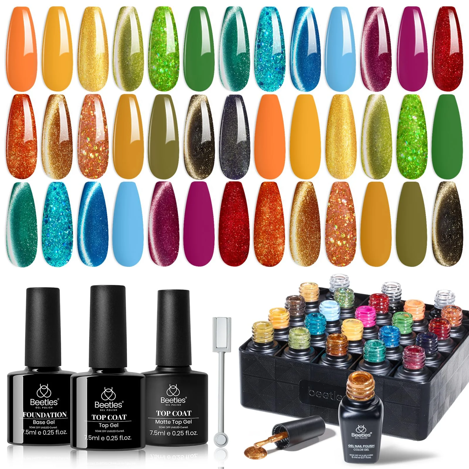 Glint Crush Winter Nails - 20 Colors Cat Eye Glitter Gel Polish