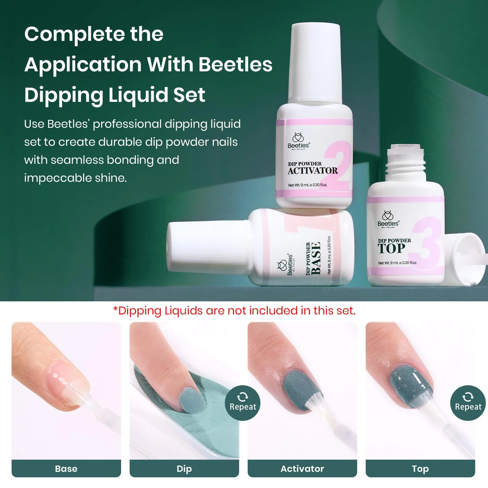 Glossy Lake | 6 Color Powder Dip Starter White Bule Salon Green Nail Kit set - Image 3
