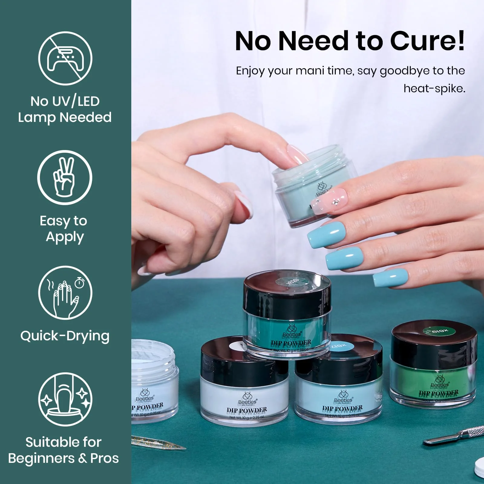 Glossy Lake | 6 Color Powder Dip Starter White Bule Salon Green Nail Kit set - Image 6