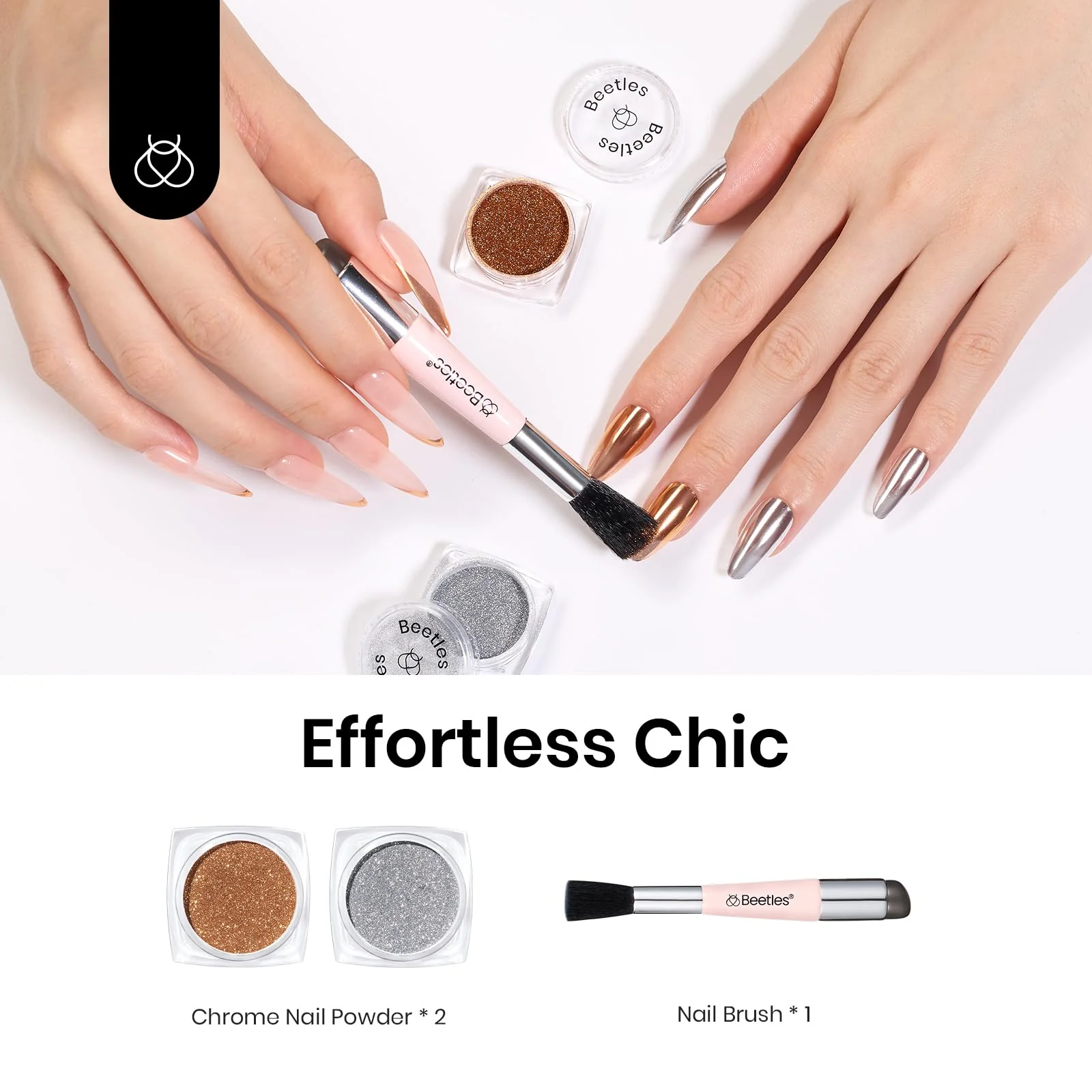 Gold Metallic Silver -Chrome Nail Powder - Image 5