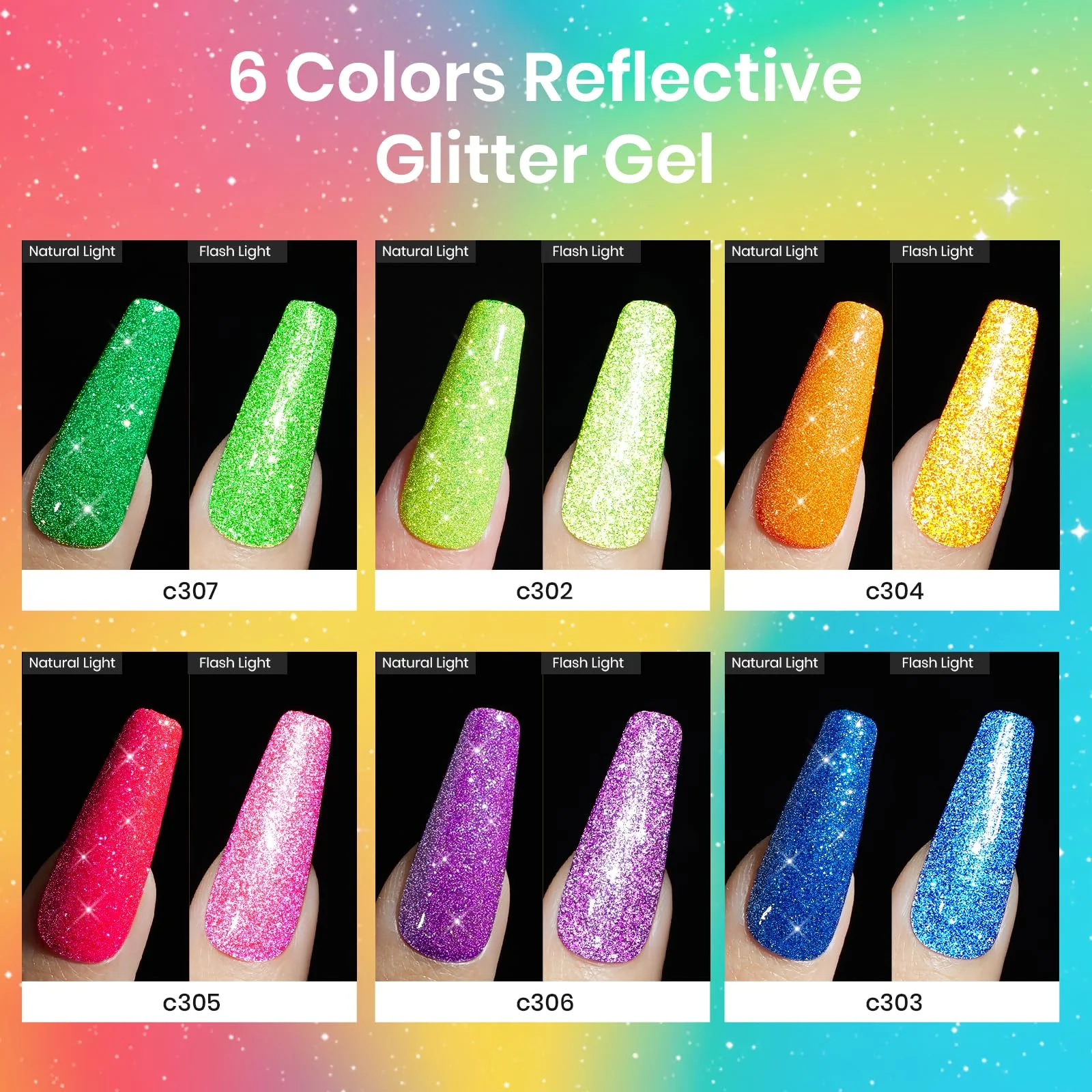 Neon Carnival | 6 Colors Gel Polish Set Spring Nails - Image 3