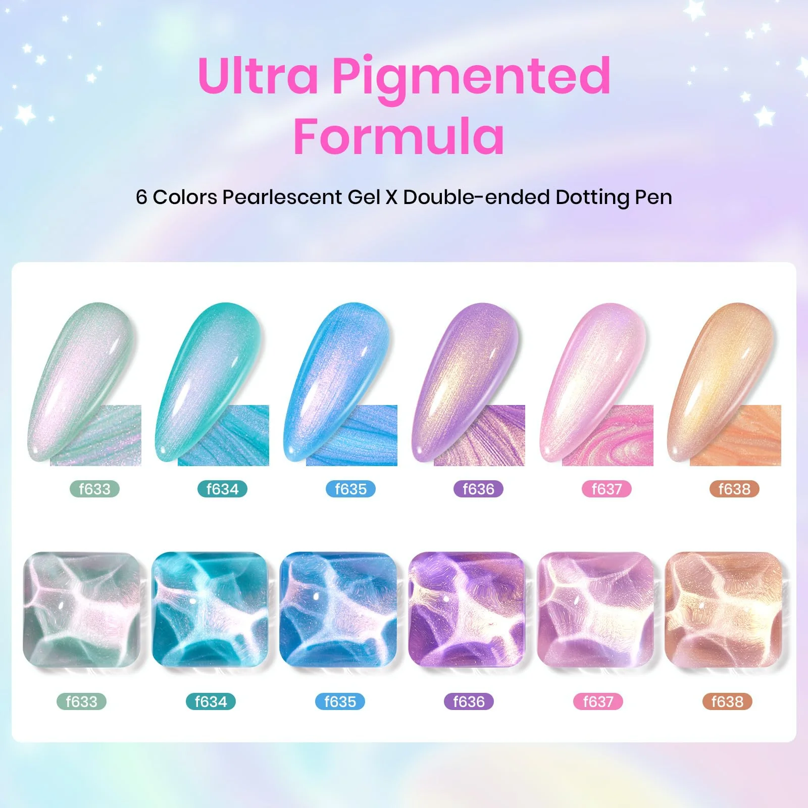 Pearl Gel Polish - 6 Colors Spring Nails Shimmer Pearl Shell Glitter Nail Polish - Image 3