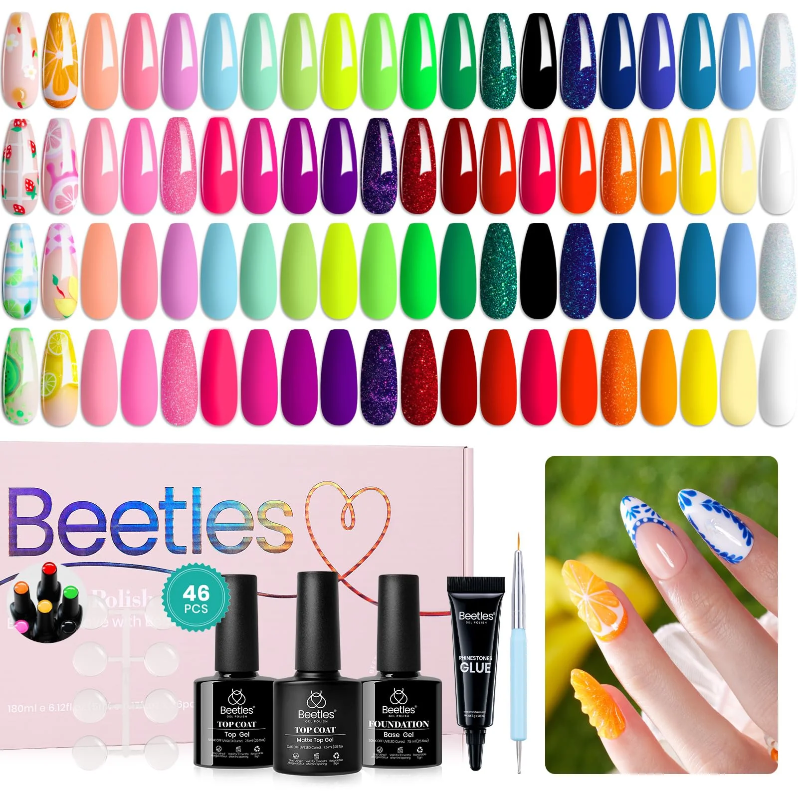 Picnic Party | 36 Nail Spring Nails Pastel Glitter Gel Polish Colors
