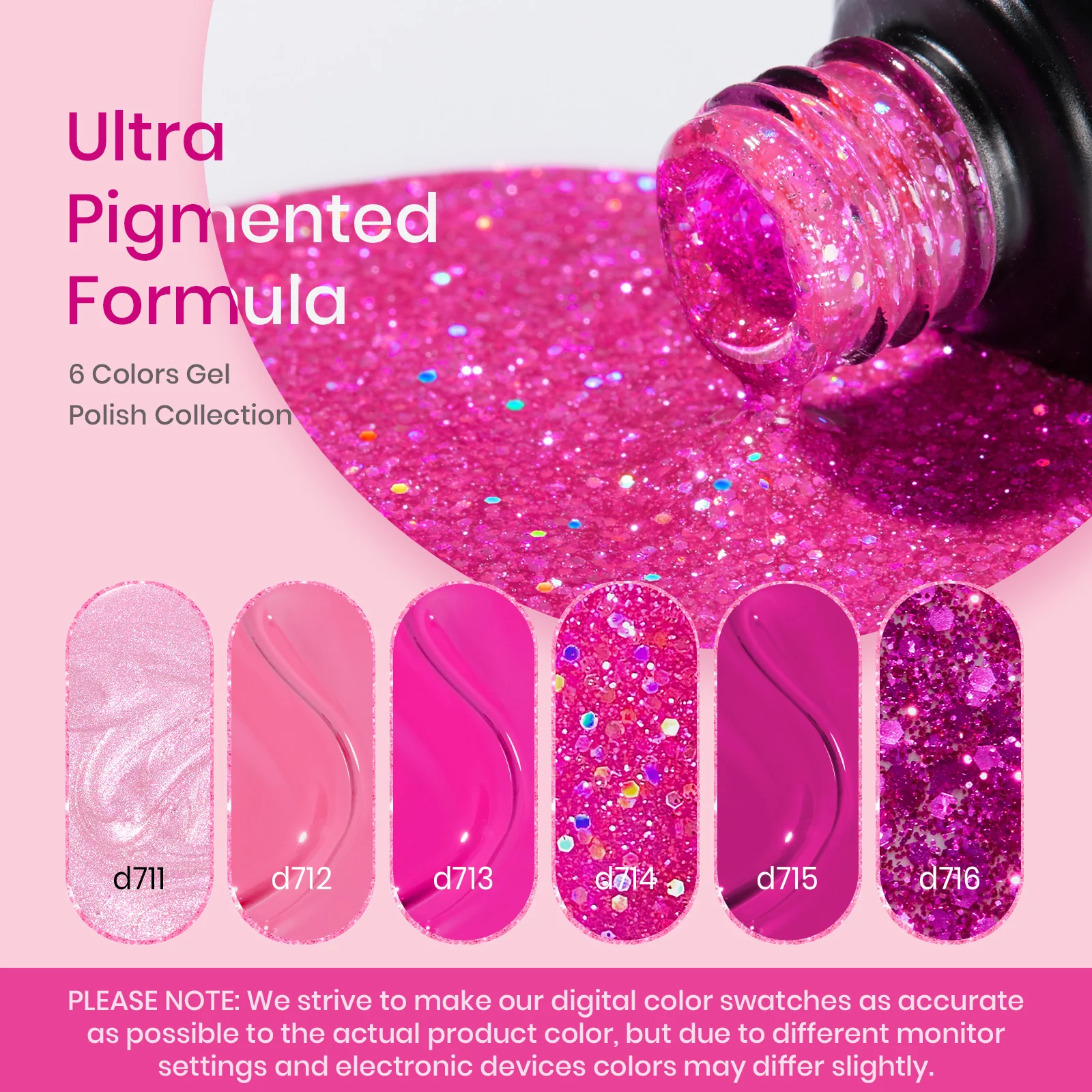 Pink| 6 Colors Spring Nails Gel Polish Set - Image 3
