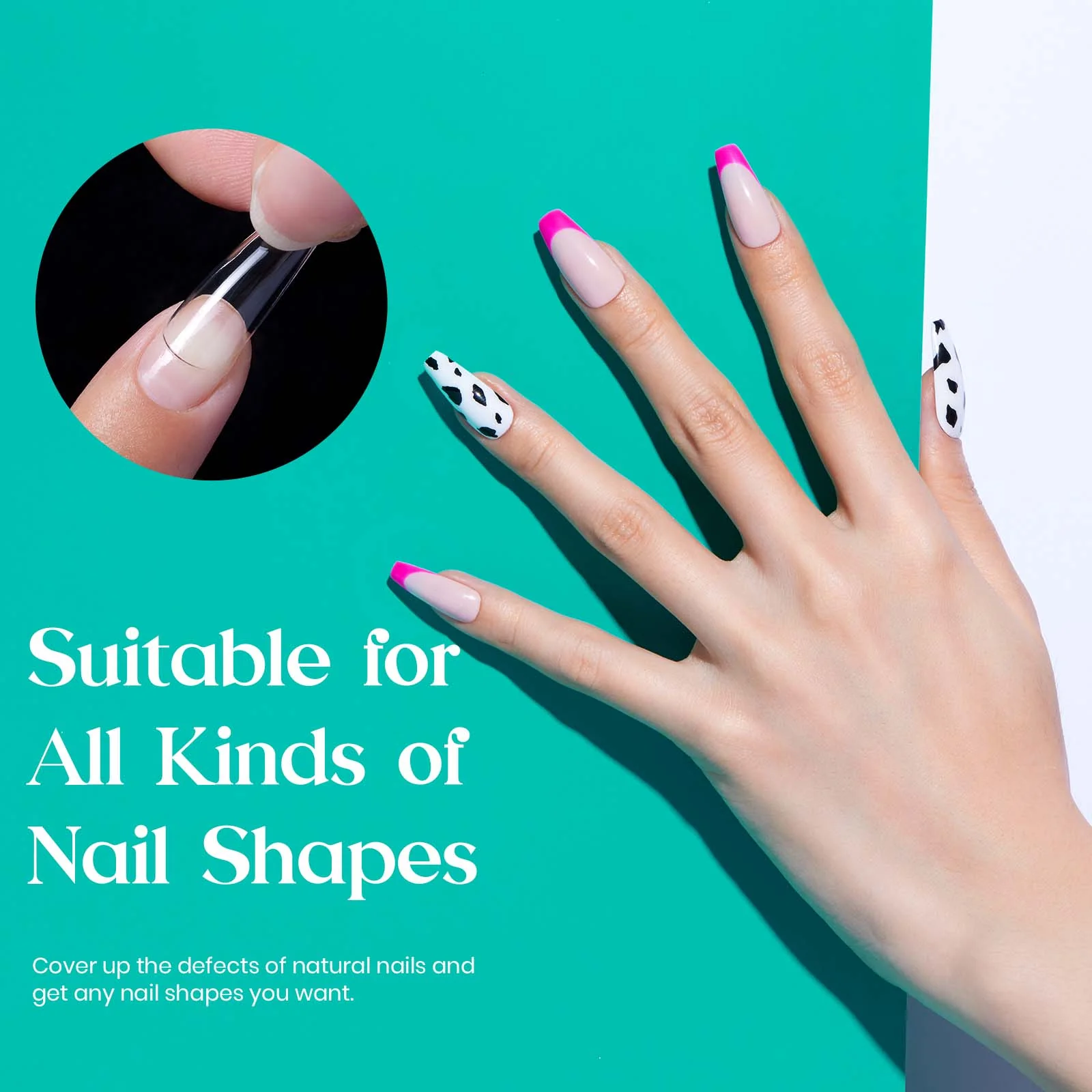Gel Nail Tips Pre-shaped Extension System Clear False Nail | 500 pcs, 10 sizes - Image 11