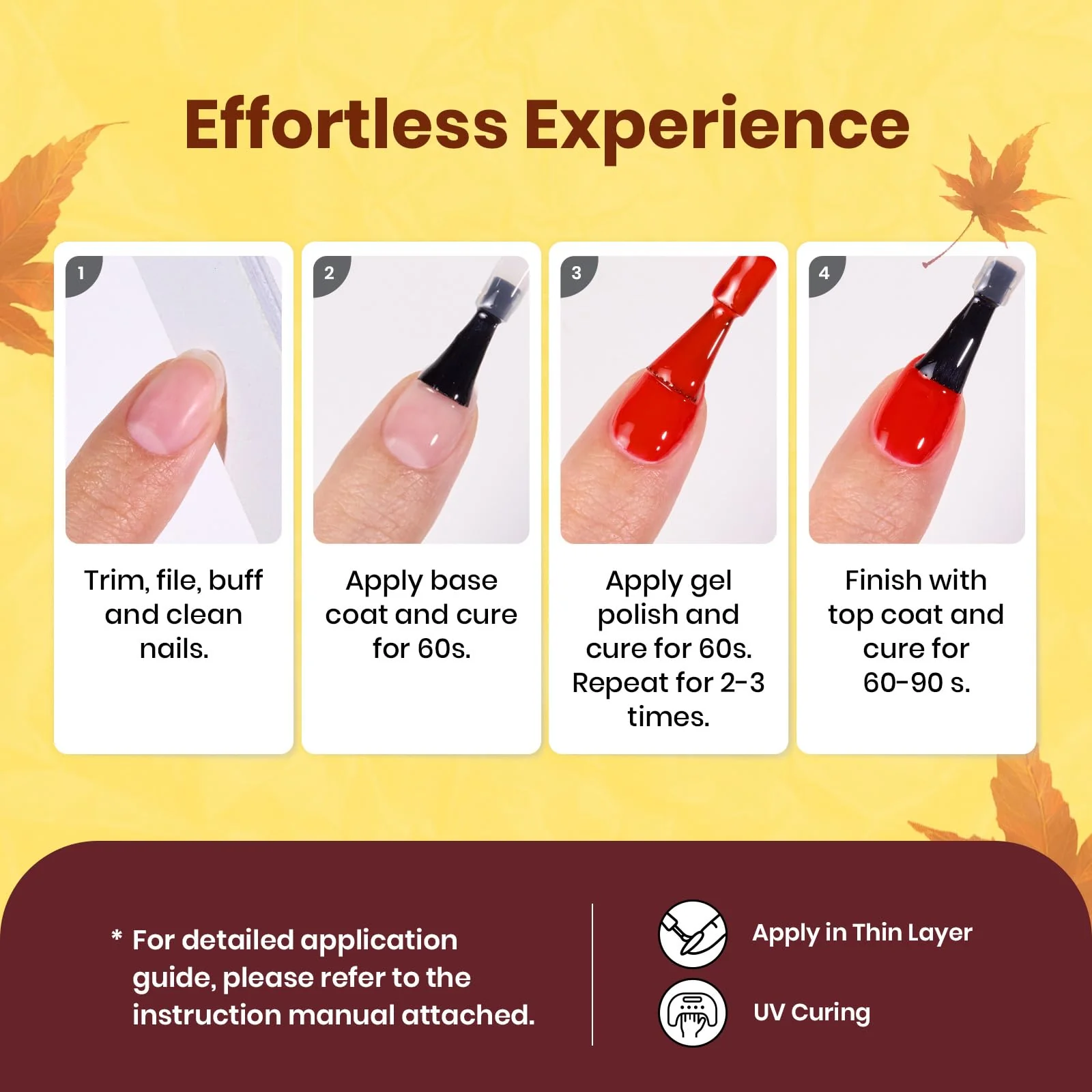 Sunset Leaves - 6 Autumn Colors Gel Polish Kit for Nails - Image 7